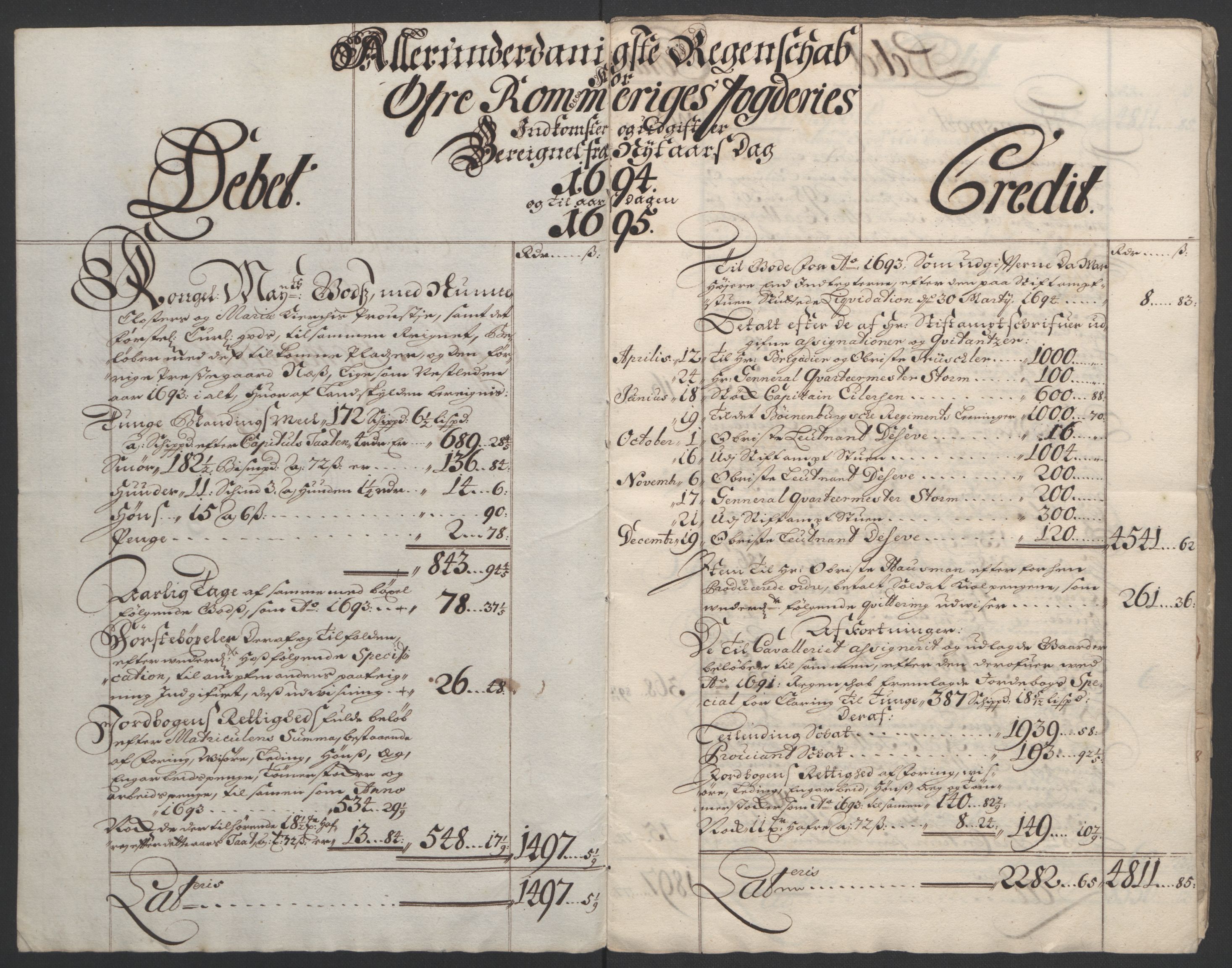 Rentekammeret inntil 1814, Reviderte regnskaper, Fogderegnskap, AV/RA-EA-4092/R12/L0706: Fogderegnskap Øvre Romerike, 1694, p. 6