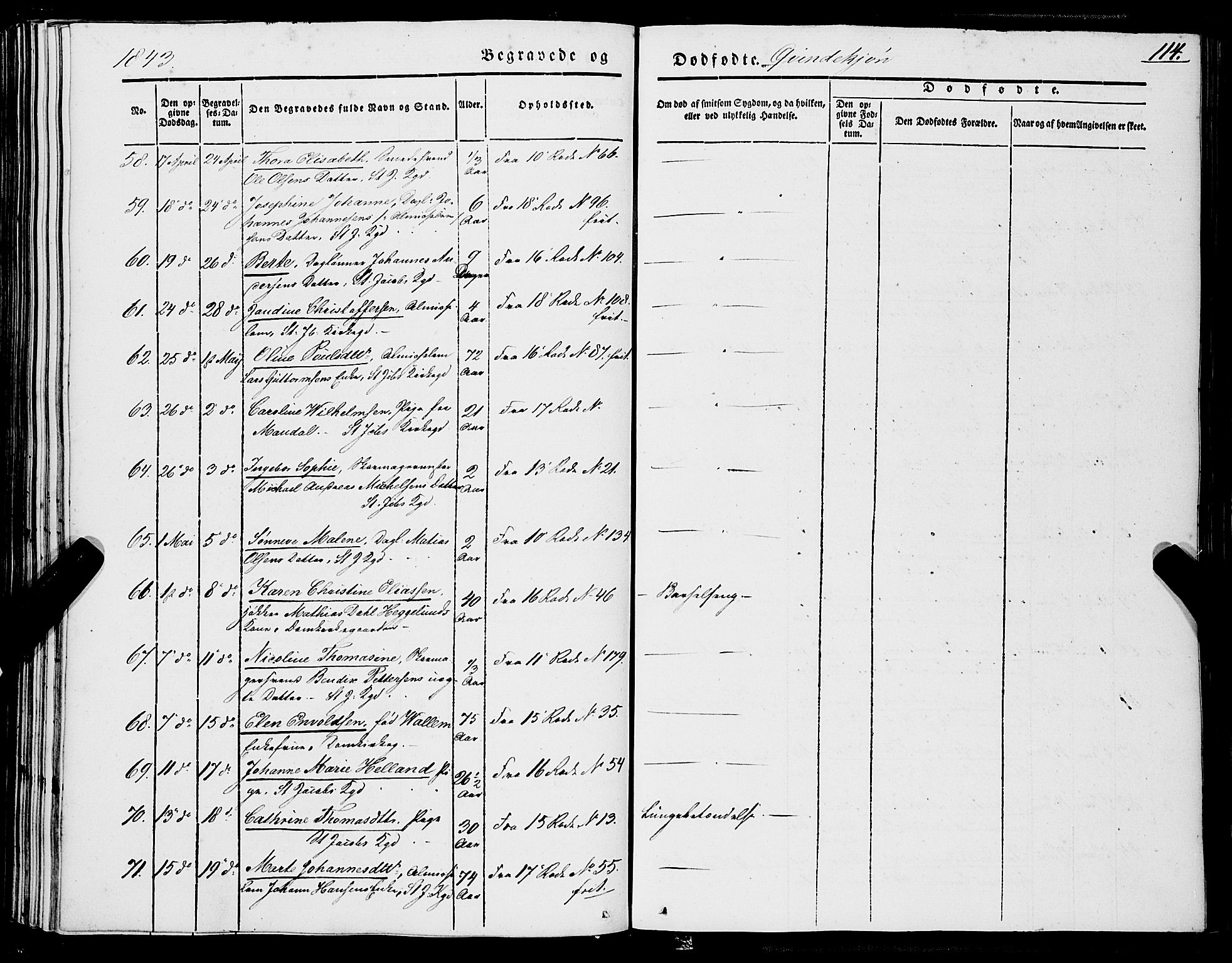 Domkirken sokneprestembete, AV/SAB-A-74801/H/Haa/L0040: Parish register (official) no. E 1, 1841-1853, p. 114