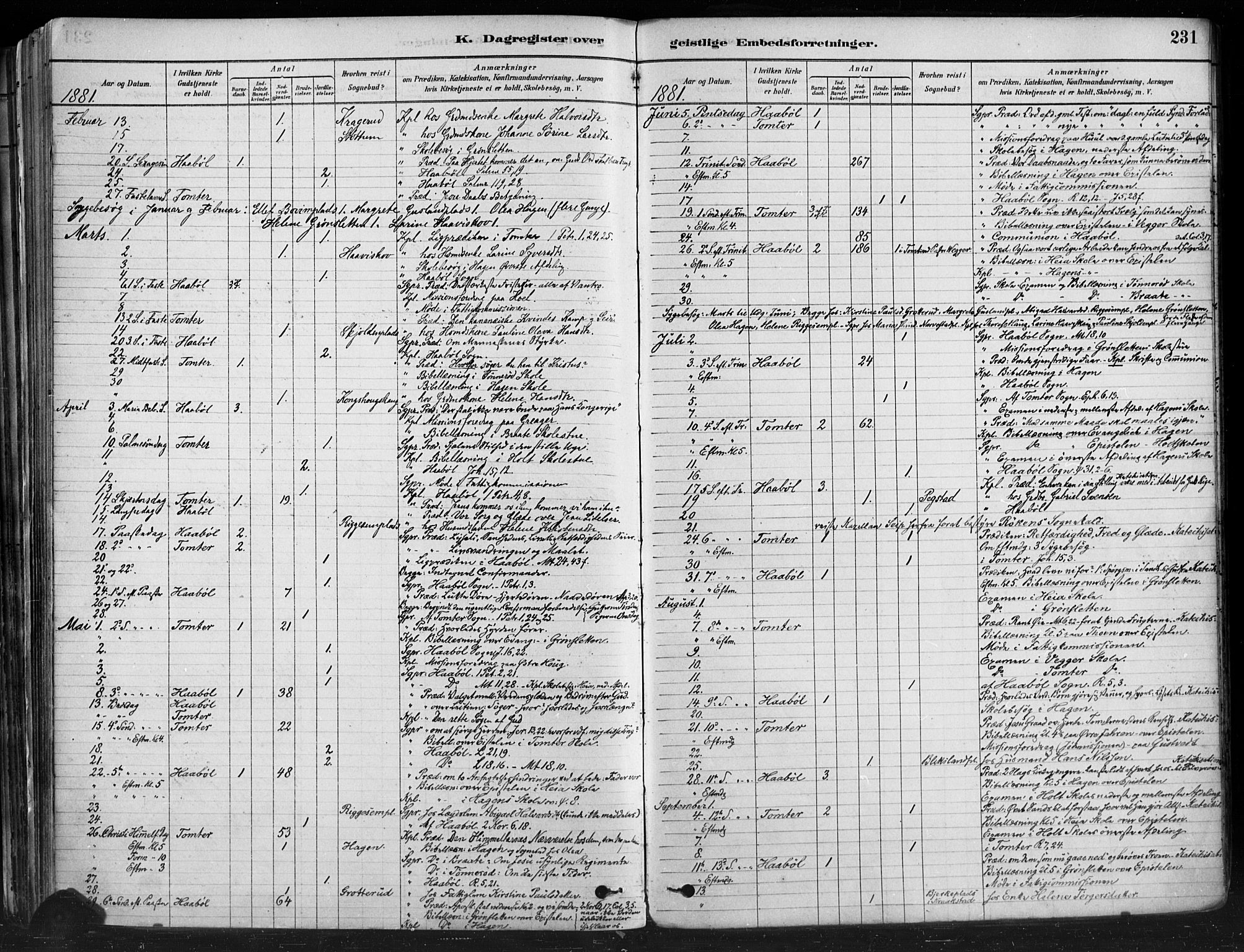 Hobøl prestekontor Kirkebøker, AV/SAO-A-2002/F/Fa/L0005: Parish register (official) no. I 5, 1878-1904, p. 231