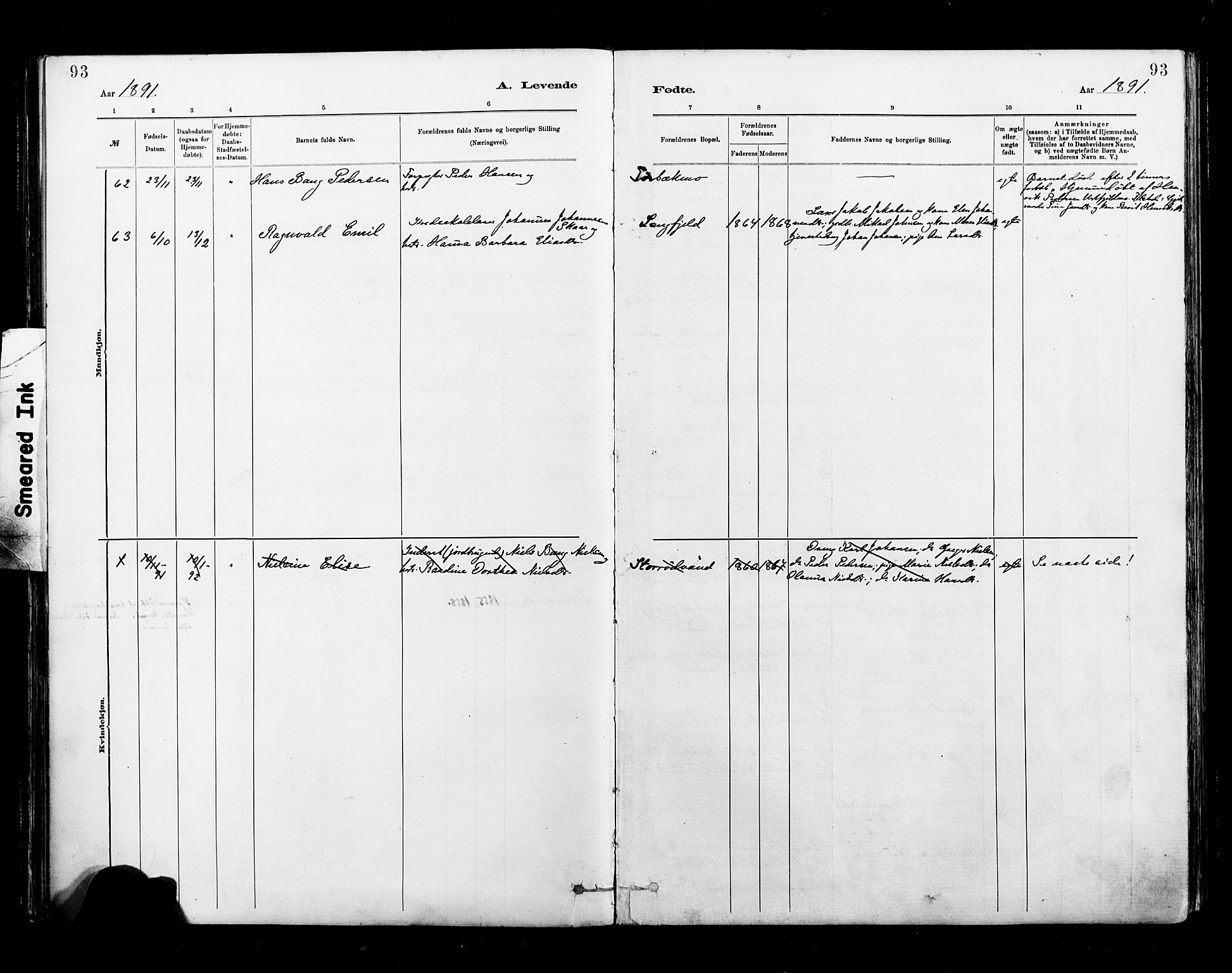 Ministerialprotokoller, klokkerbøker og fødselsregistre - Nordland, AV/SAT-A-1459/827/L0400: Parish register (official) no. 827A12, 1883-1903, p. 93