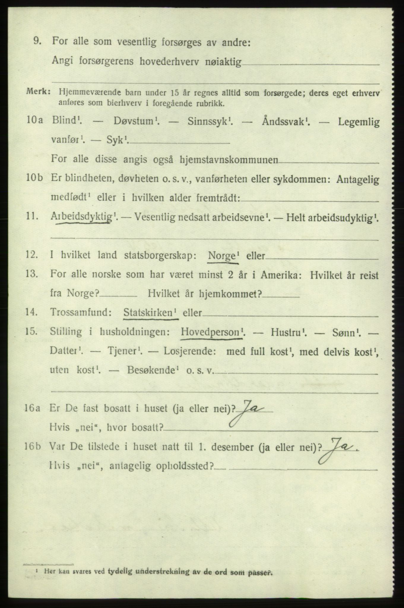 SAB, 1920 census for Bremnes, 1920, p. 3019