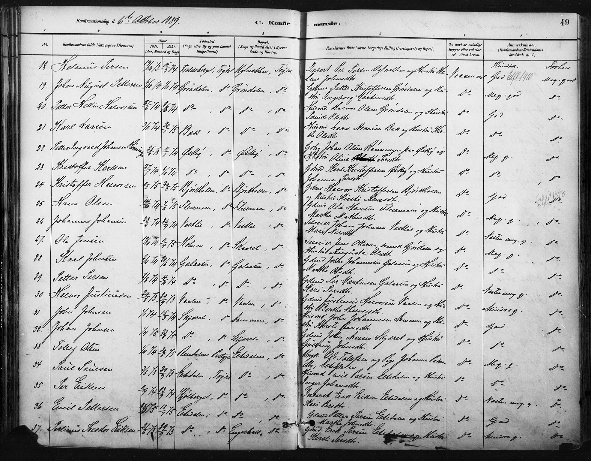 Trysil prestekontor, AV/SAH-PREST-046/H/Ha/Haa/L0009: Parish register (official) no. 9, 1881-1897, p. 49