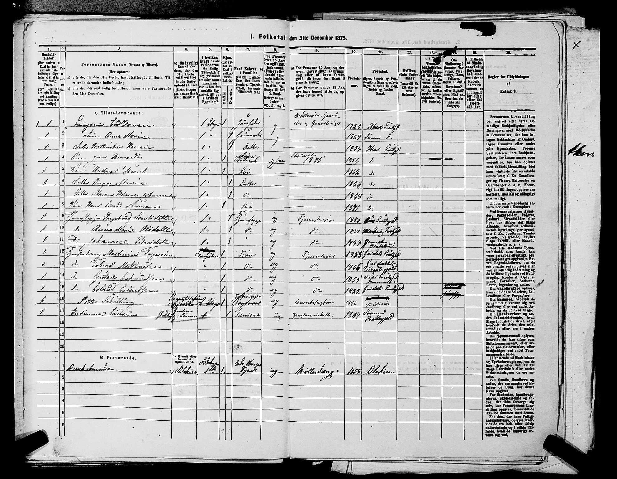 RA, 1875 census for 0218aP Vestre Aker, 1875, p. 1498