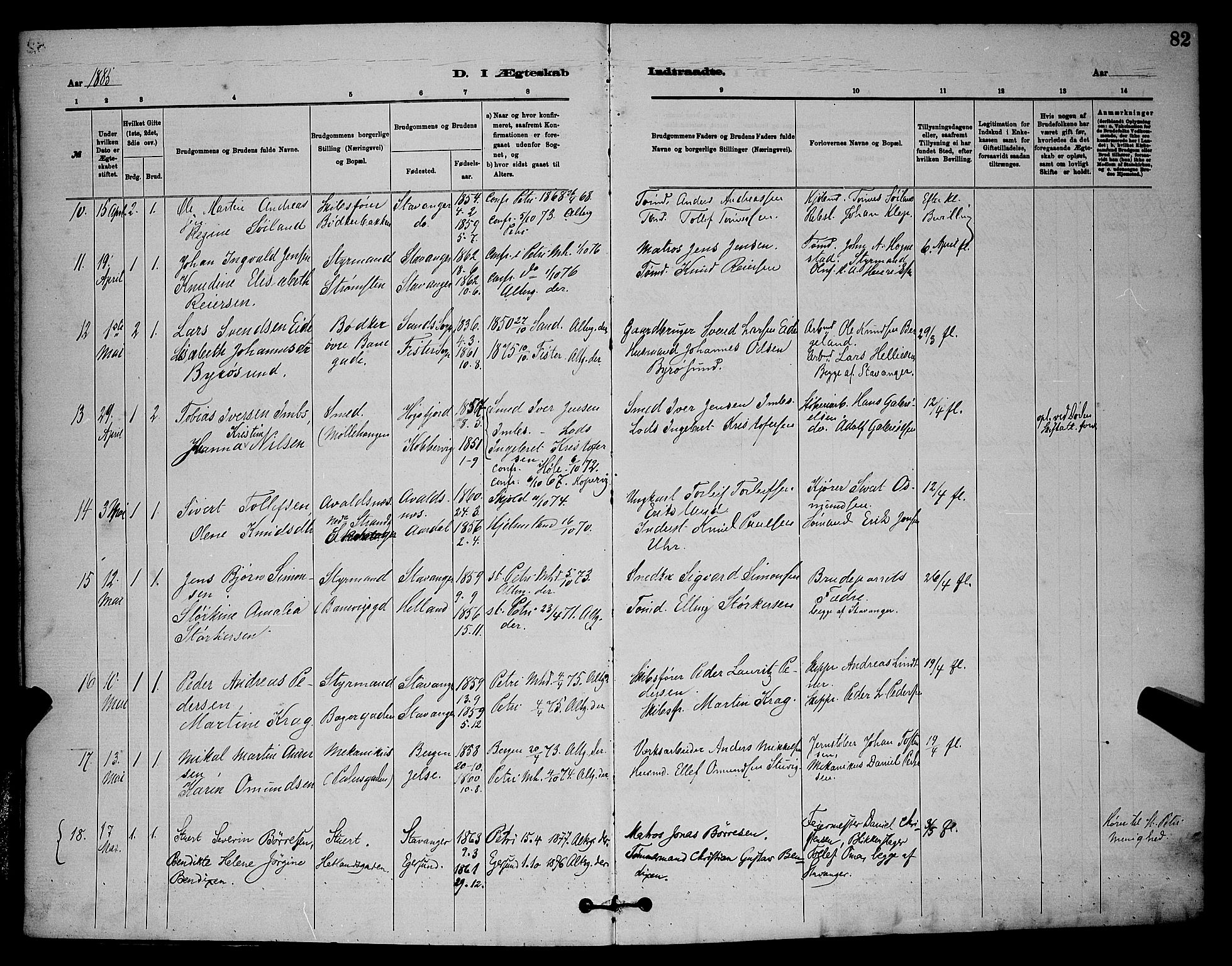 St. Johannes sokneprestkontor, AV/SAST-A-101814/001/30/30BB/L0001: Parish register (copy) no. B 1, 1885-1897, p. 82