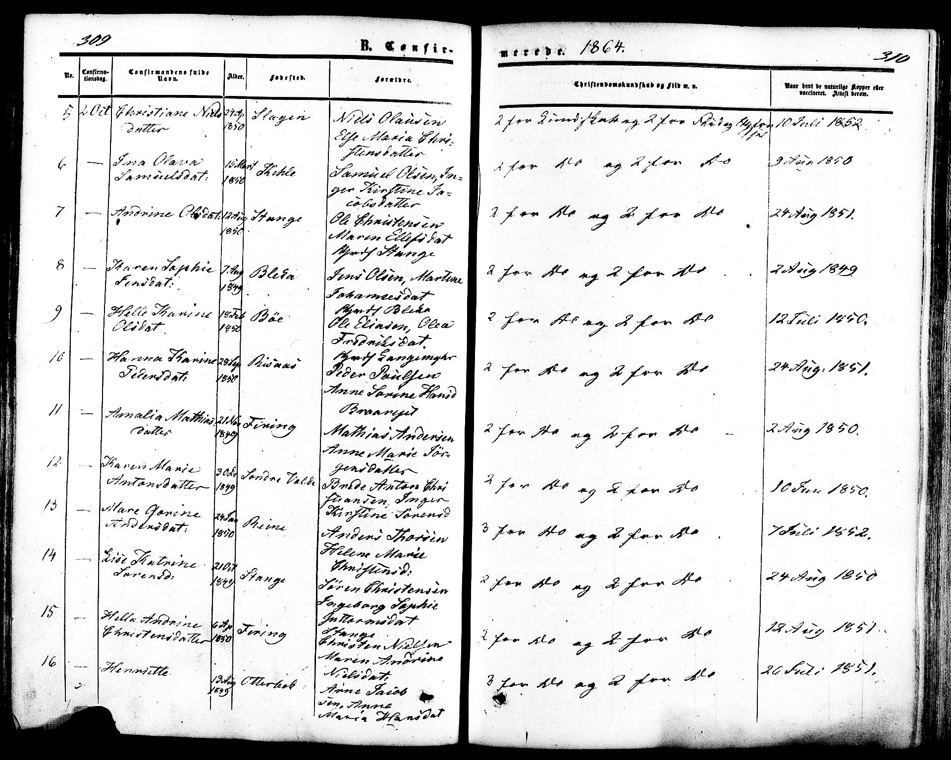 Ramnes kirkebøker, SAKO/A-314/F/Fa/L0006: Parish register (official) no. I 6, 1862-1877, p. 309-310