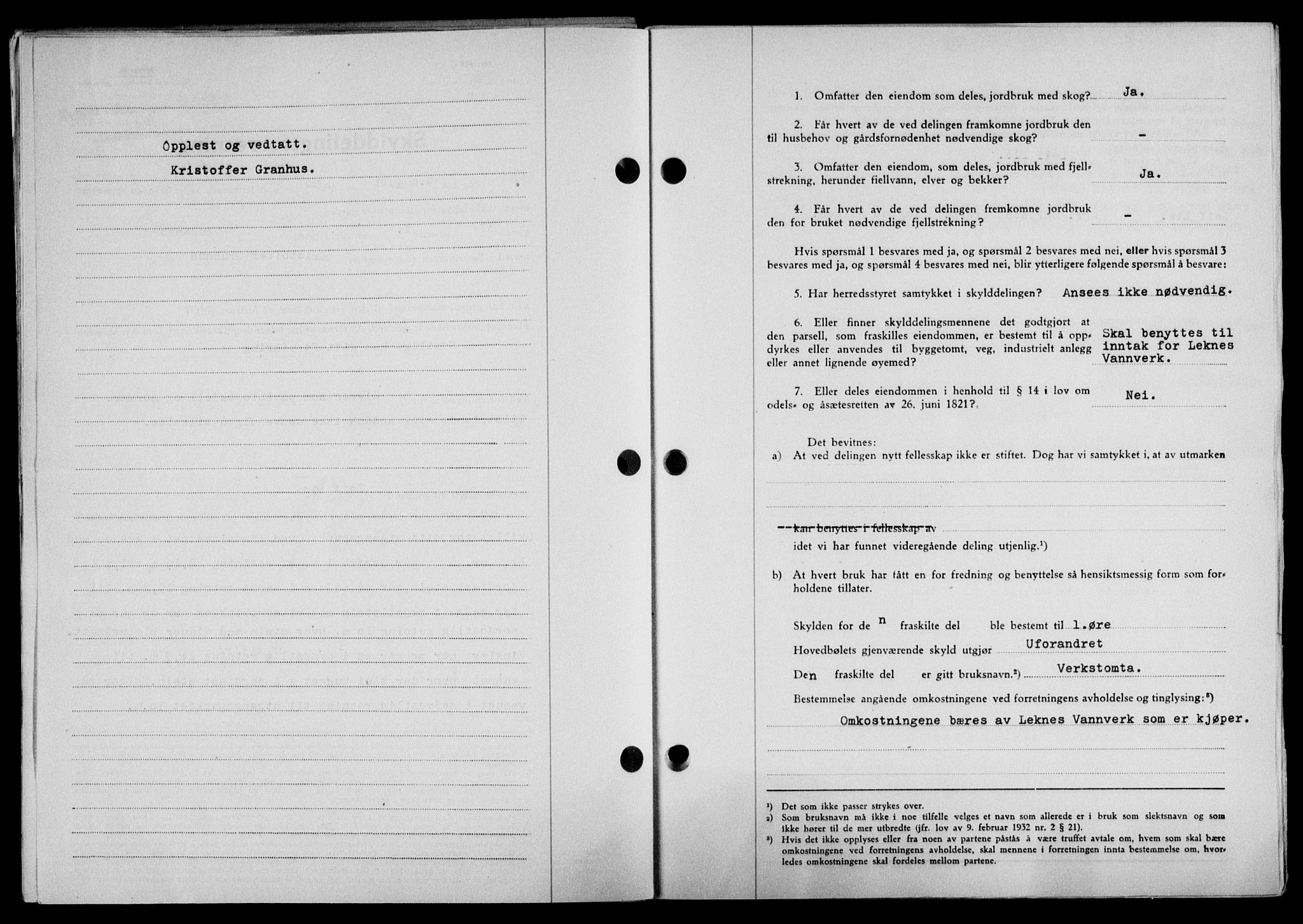 Lofoten sorenskriveri, SAT/A-0017/1/2/2C/L0024a: Mortgage book no. 24a, 1950-1950, Diary no: : 2205/1950