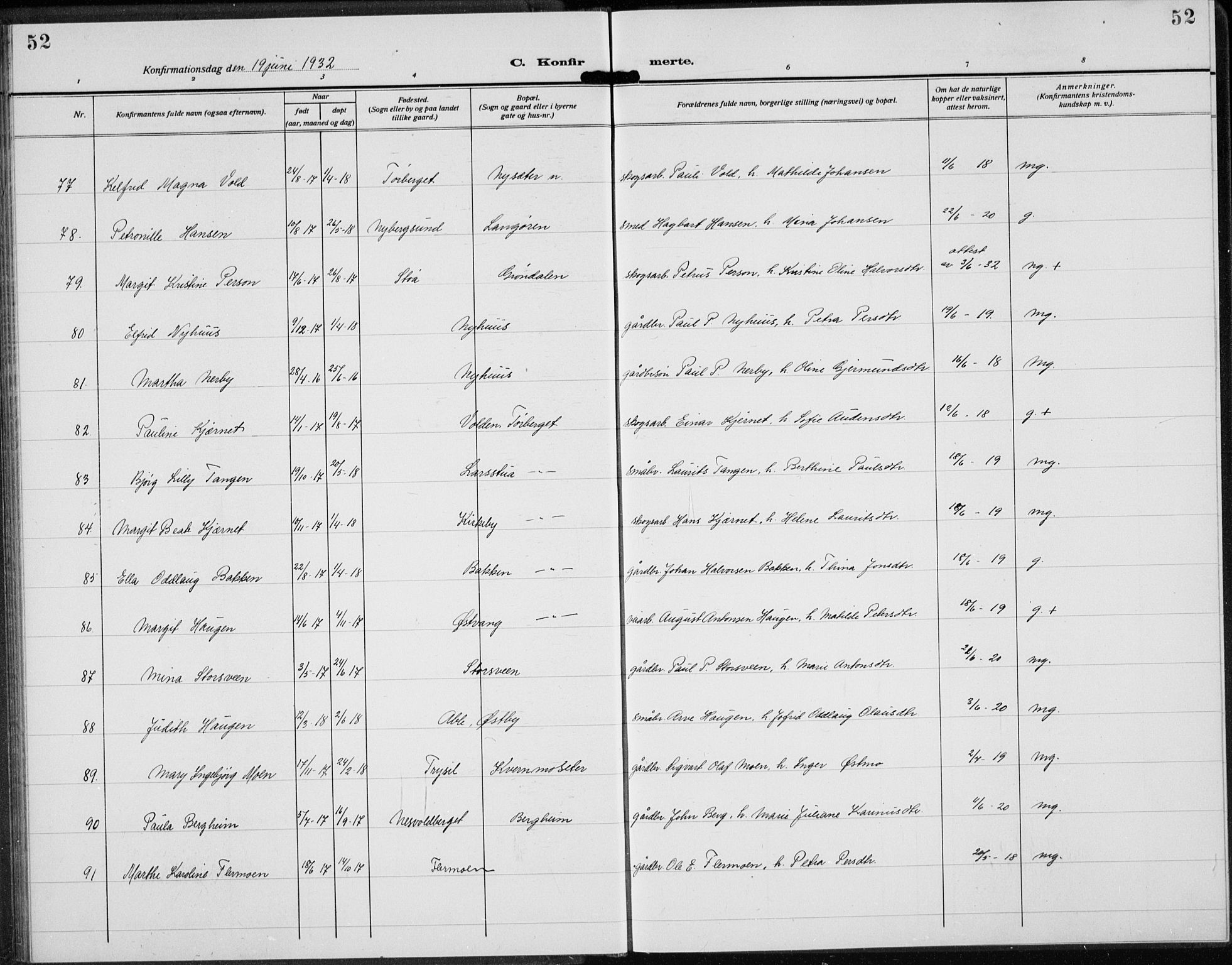 Trysil prestekontor, AV/SAH-PREST-046/H/Ha/Hab/L0010: Parish register (copy) no. 10, 1917-1937, p. 52