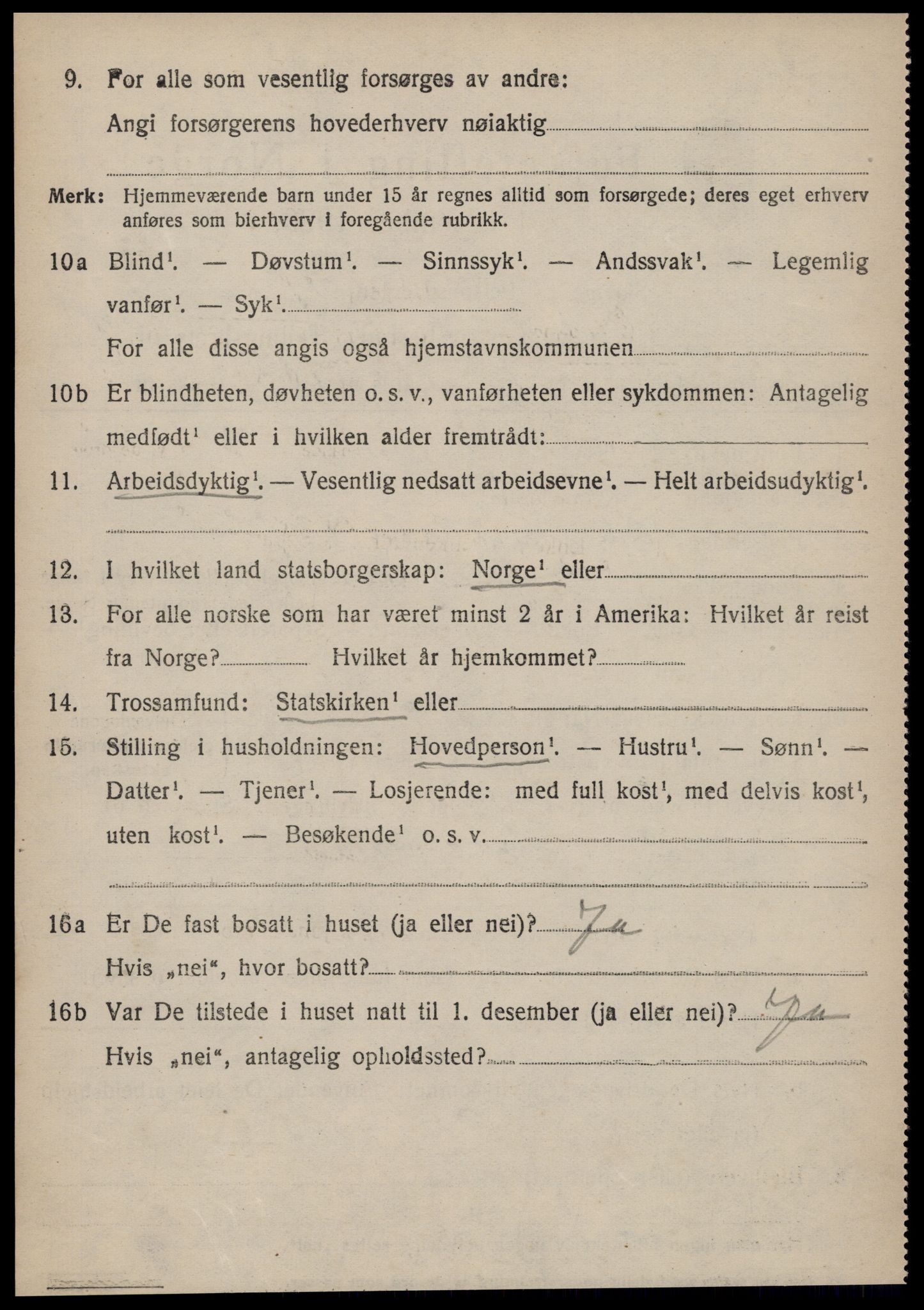 SAT, 1920 census for Vatne, 1920, p. 3131