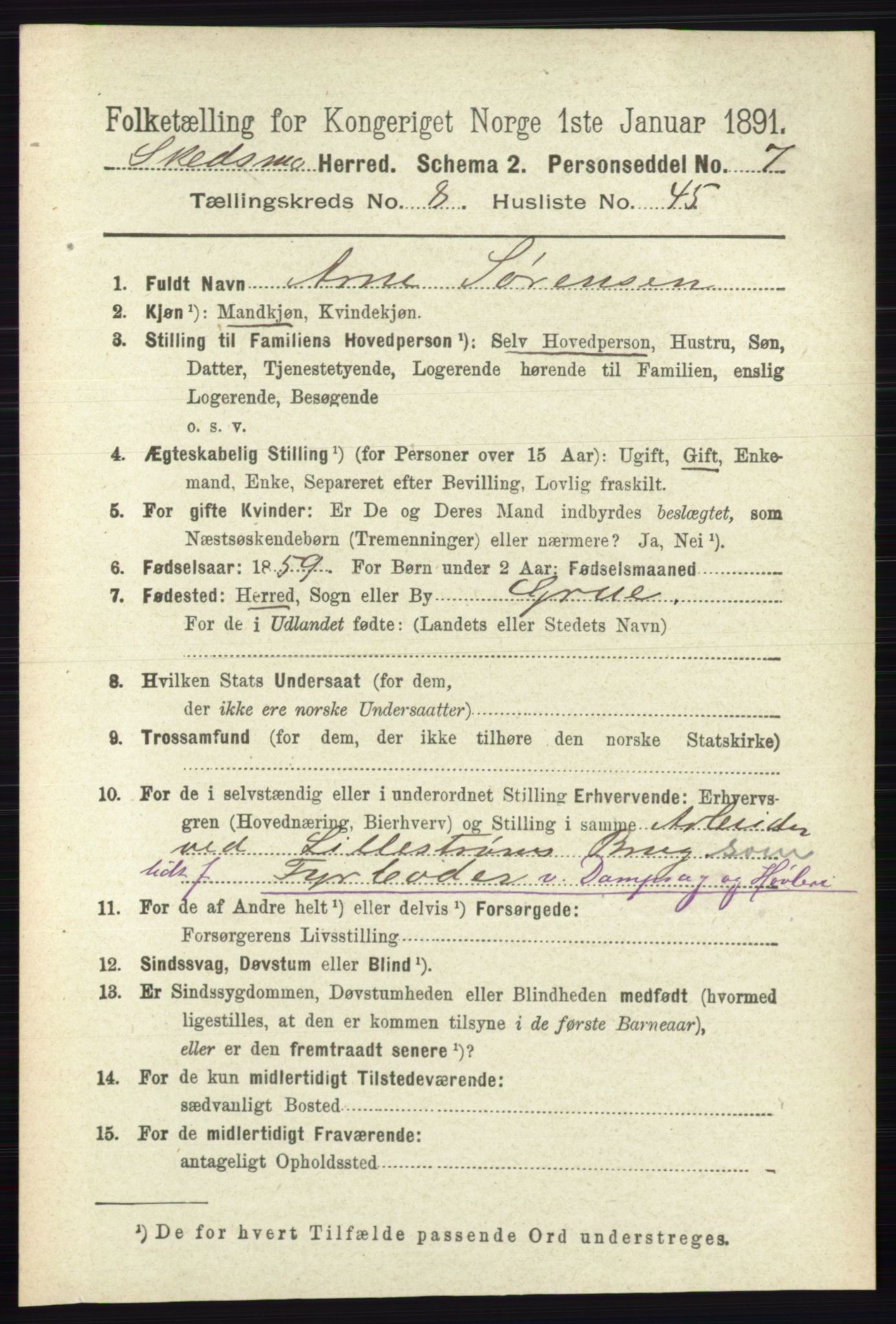 RA, 1891 census for 0231 Skedsmo, 1891, p. 4444