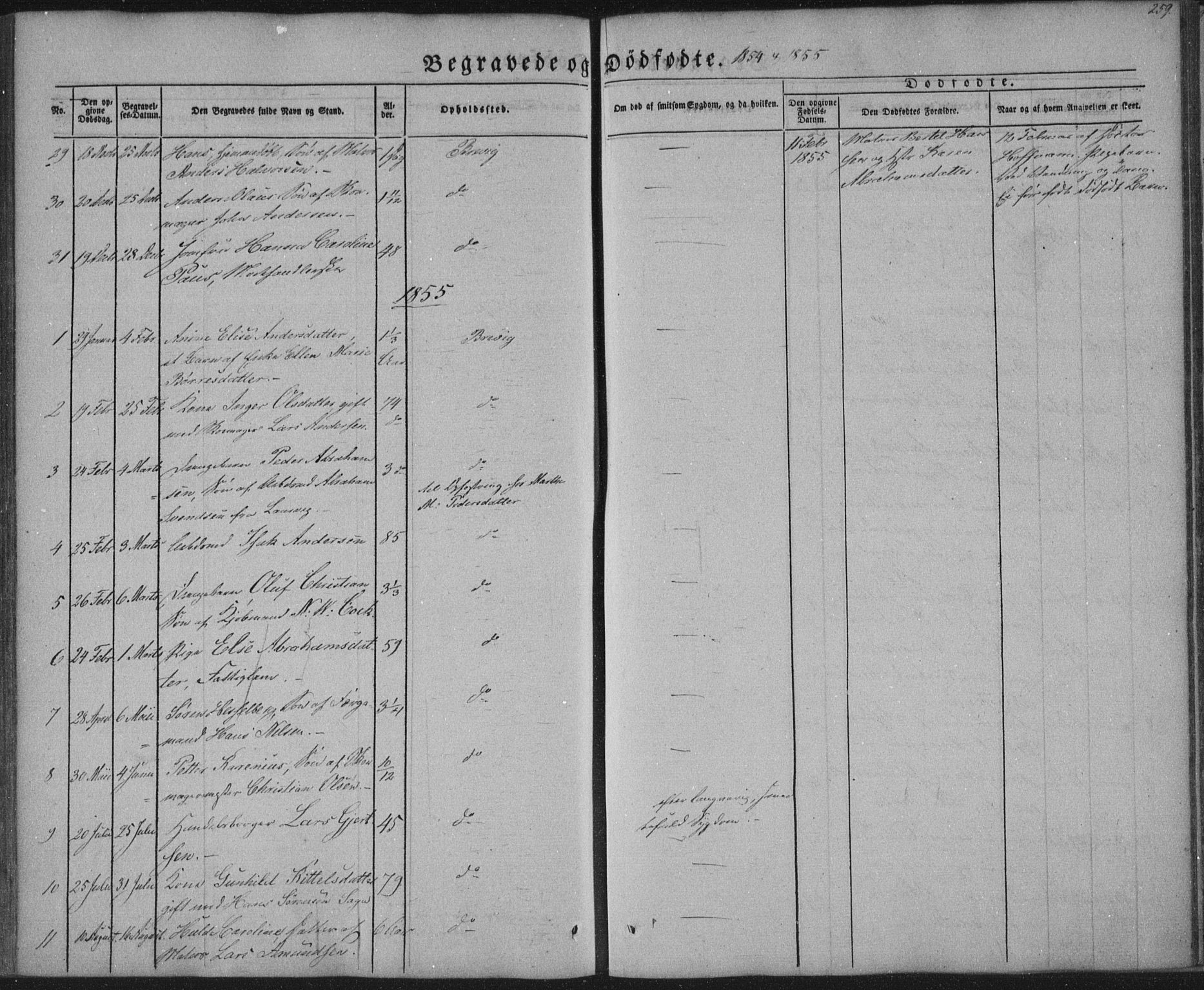 Brevik kirkebøker, AV/SAKO-A-255/F/Fa/L0005: Parish register (official) no. 5, 1847-1865, p. 259