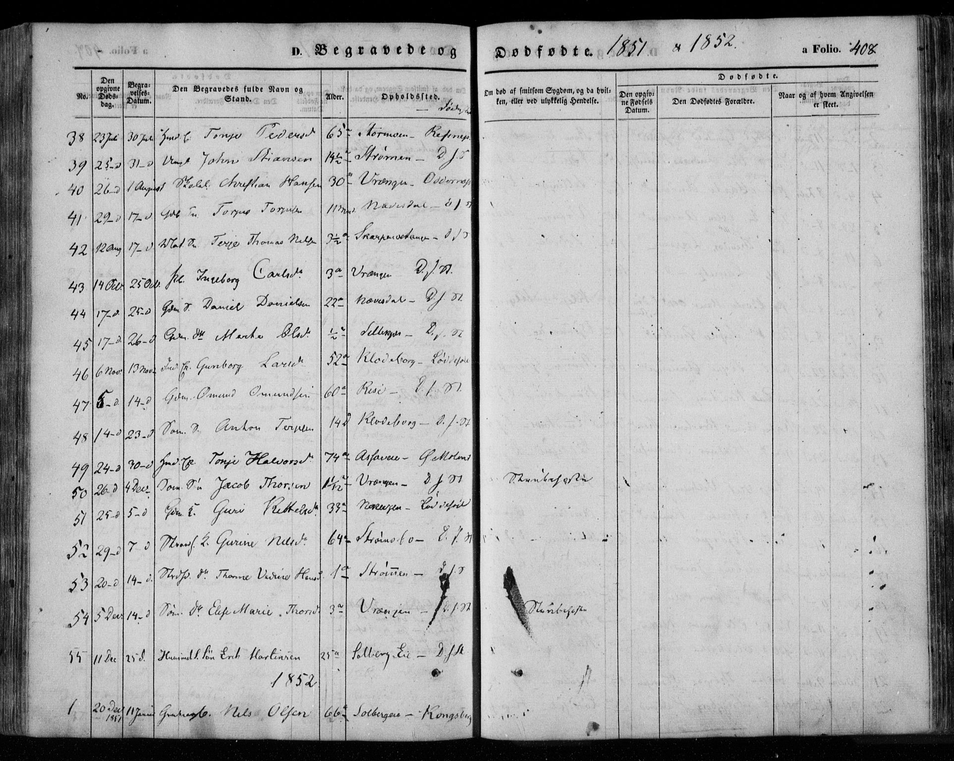 Øyestad sokneprestkontor, SAK/1111-0049/F/Fa/L0014: Parish register (official) no. A 14, 1843-1856, p. 408