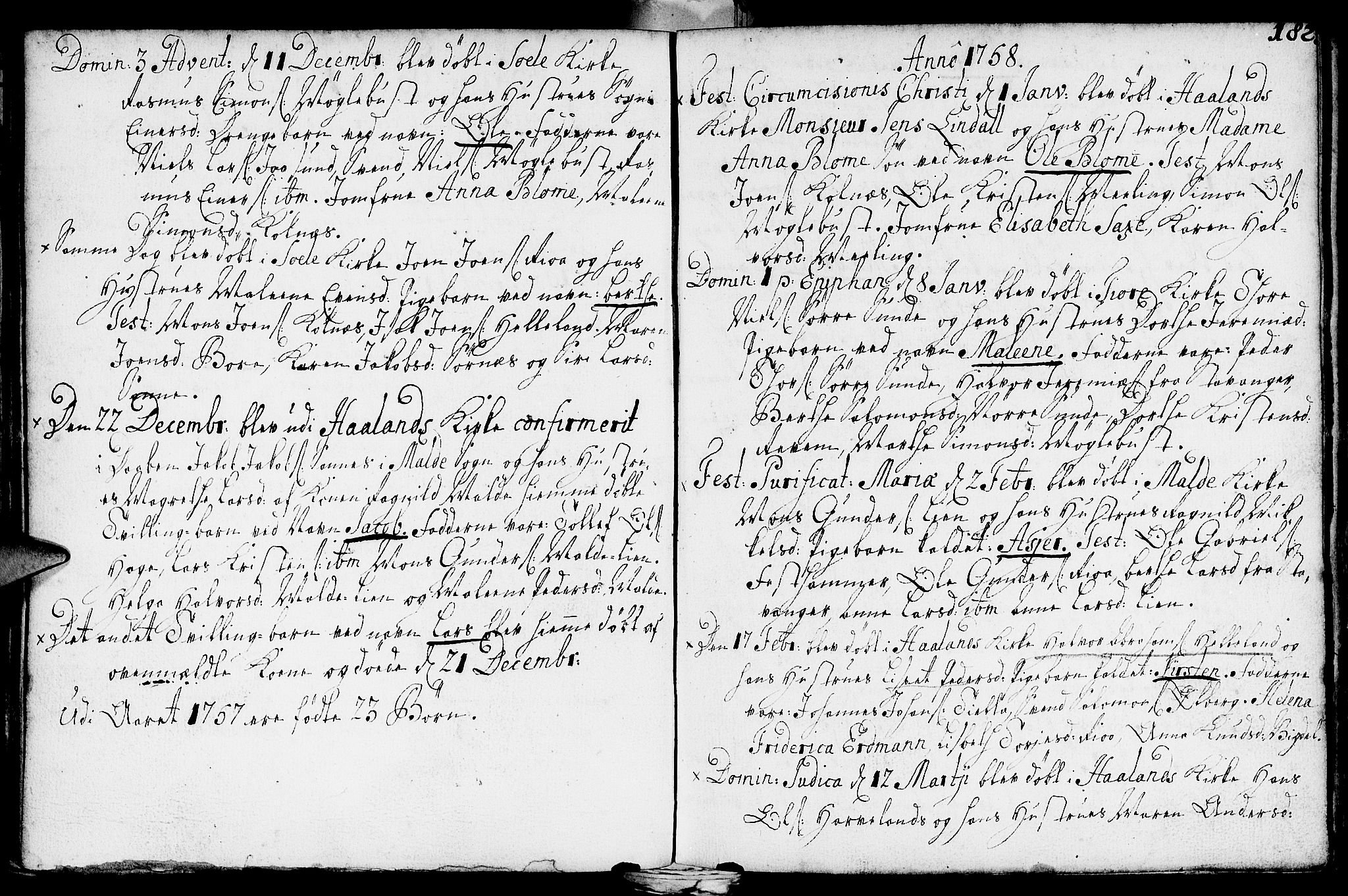 Håland sokneprestkontor, SAST/A-101802/001/30BA/L0002: Parish register (official) no. A 2, 1722-1794, p. 182