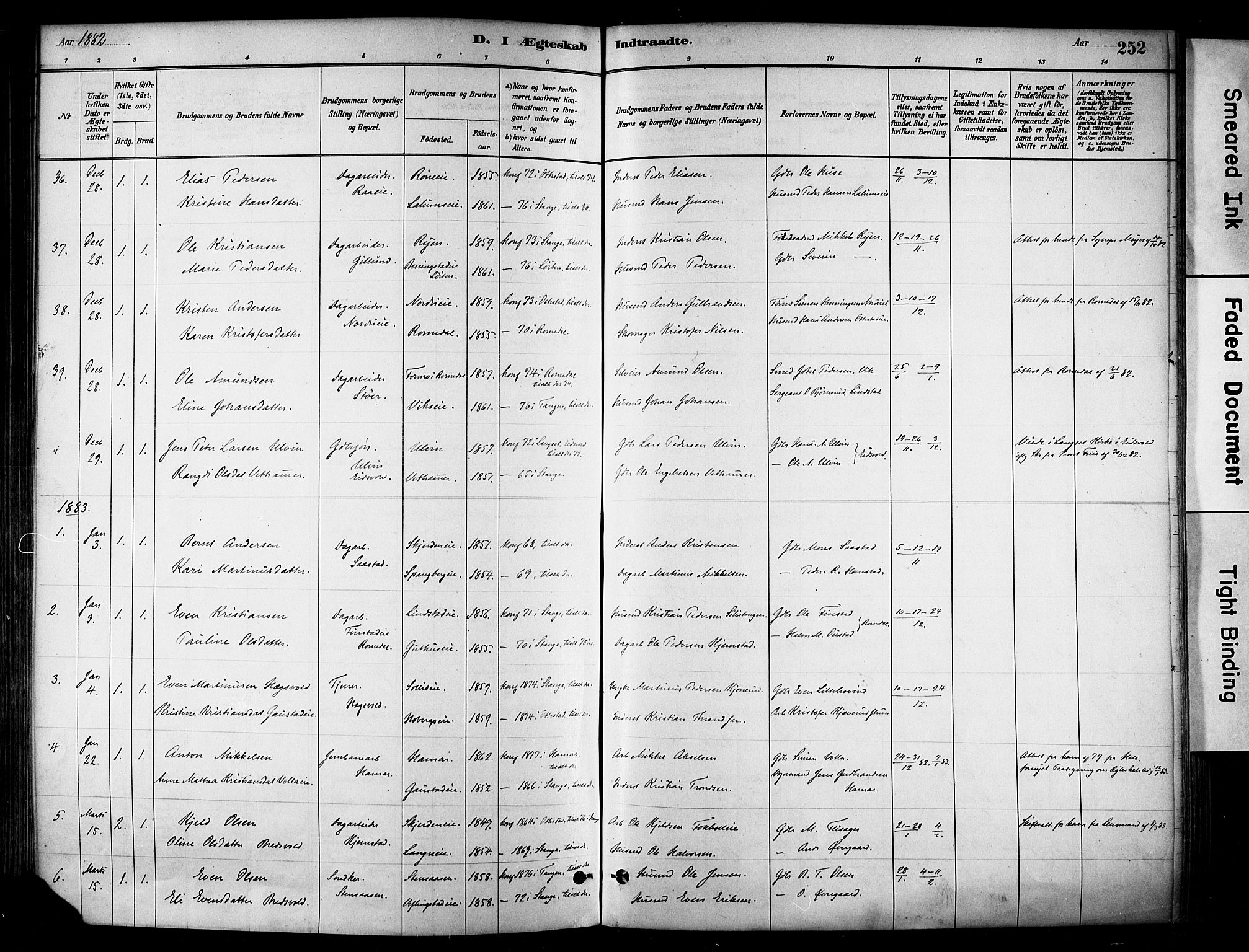 Stange prestekontor, AV/SAH-PREST-002/K/L0017: Parish register (official) no. 17, 1880-1893, p. 252