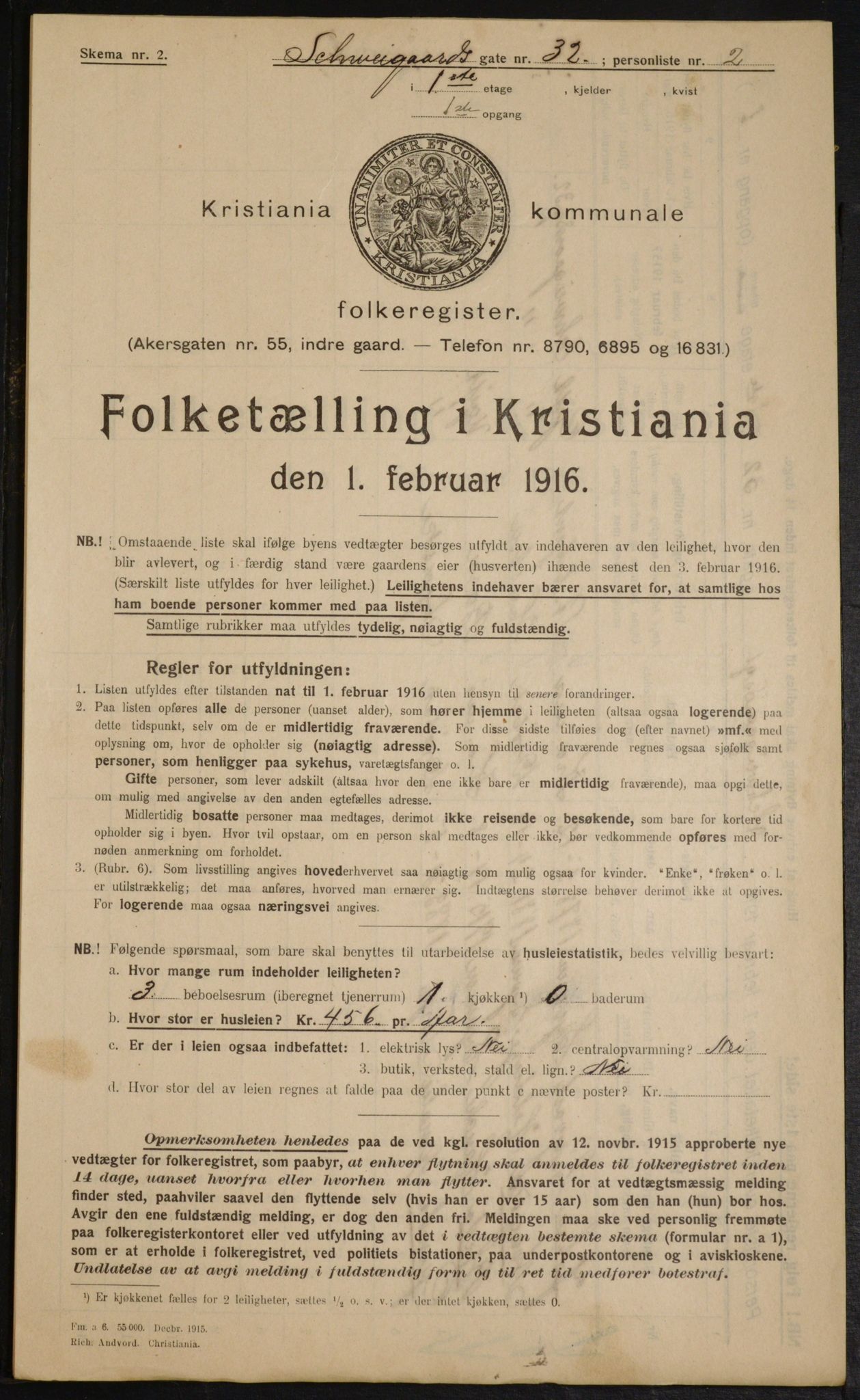 OBA, Municipal Census 1916 for Kristiania, 1916, p. 92974