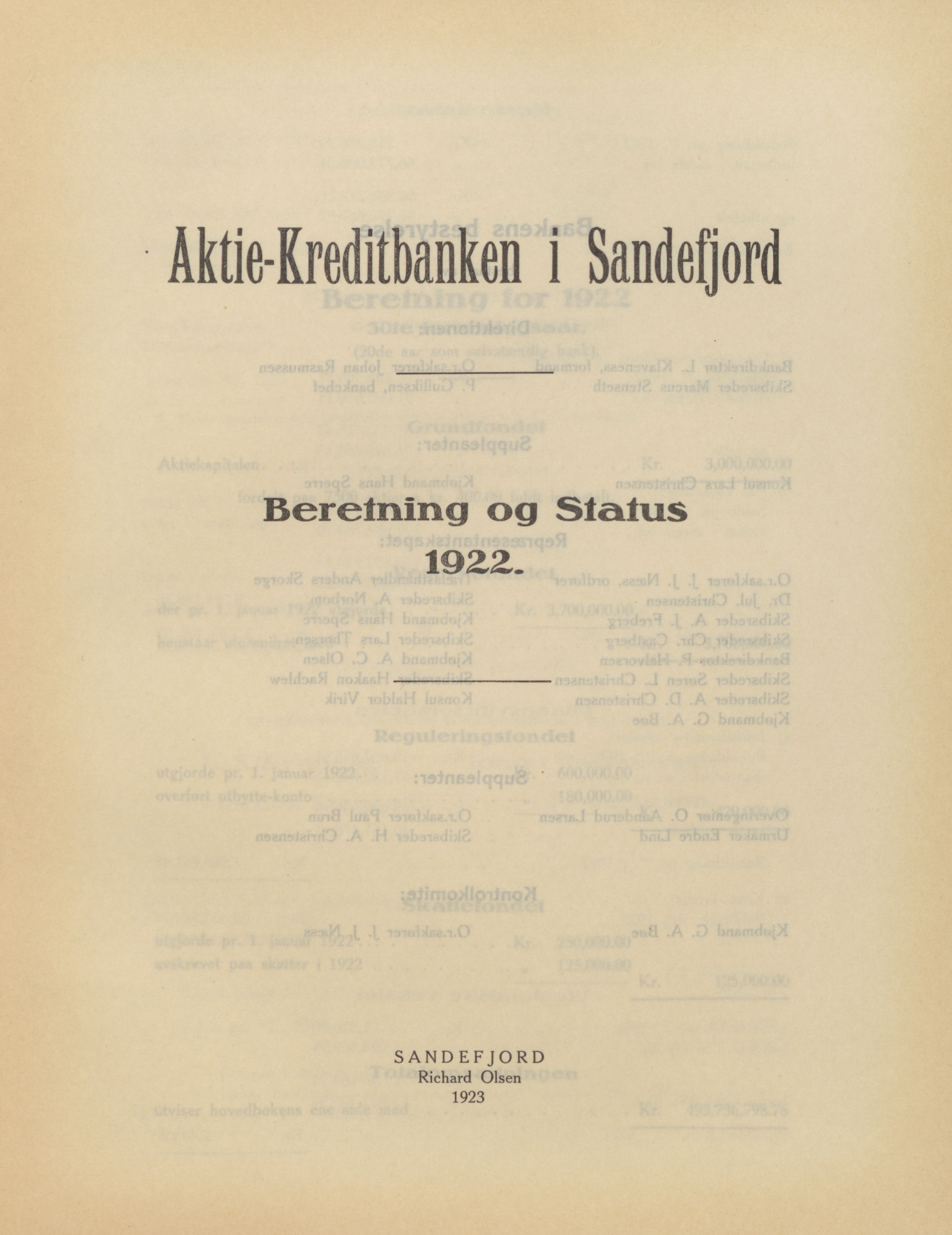 Privatbanken i Sandefjord AS, VEMU/ARS-A-1256/X/L0001: Årsberetninger, 1912-1929, p. 78