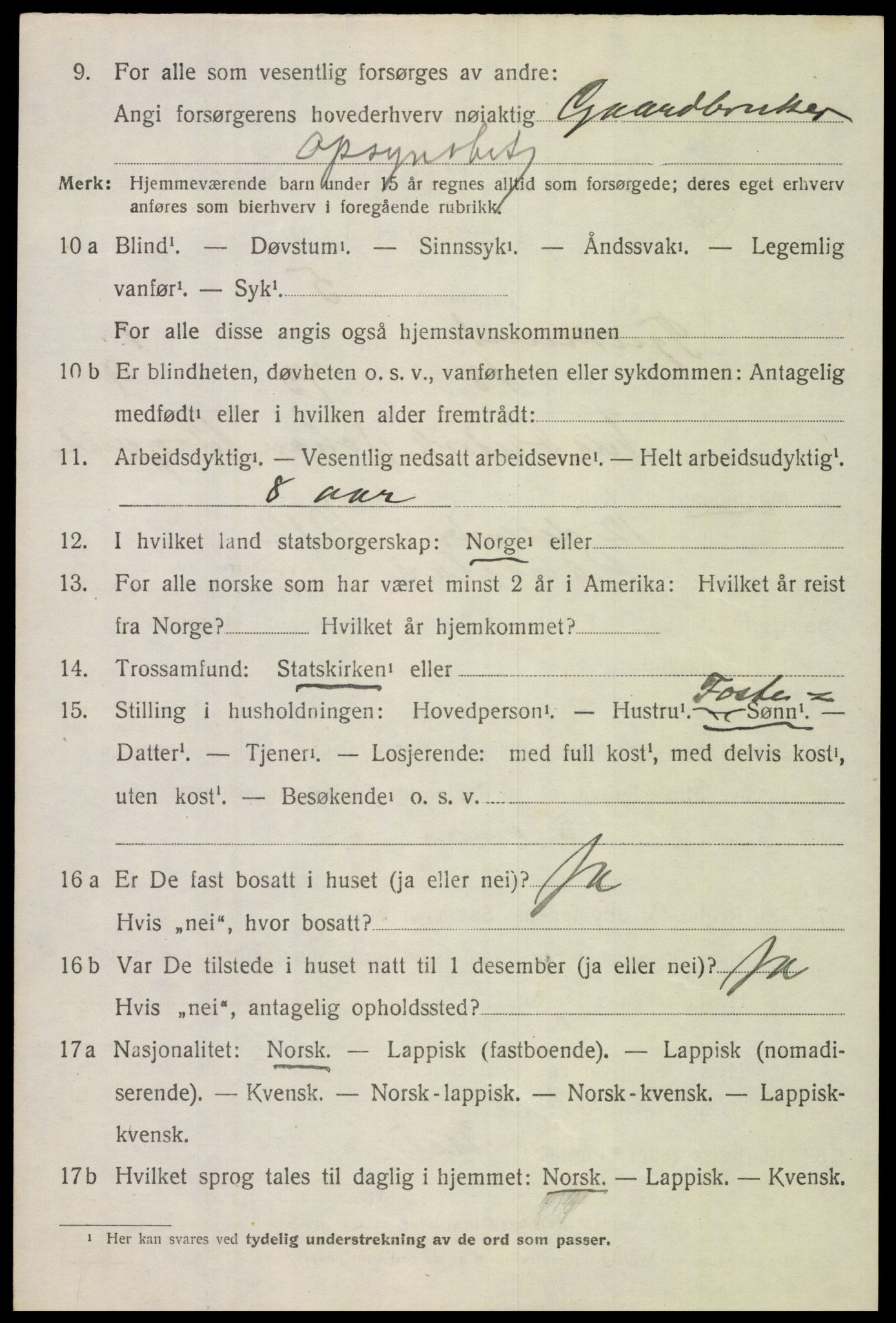 SAT, 1920 census for Tjeldsund, 1920, p. 1145