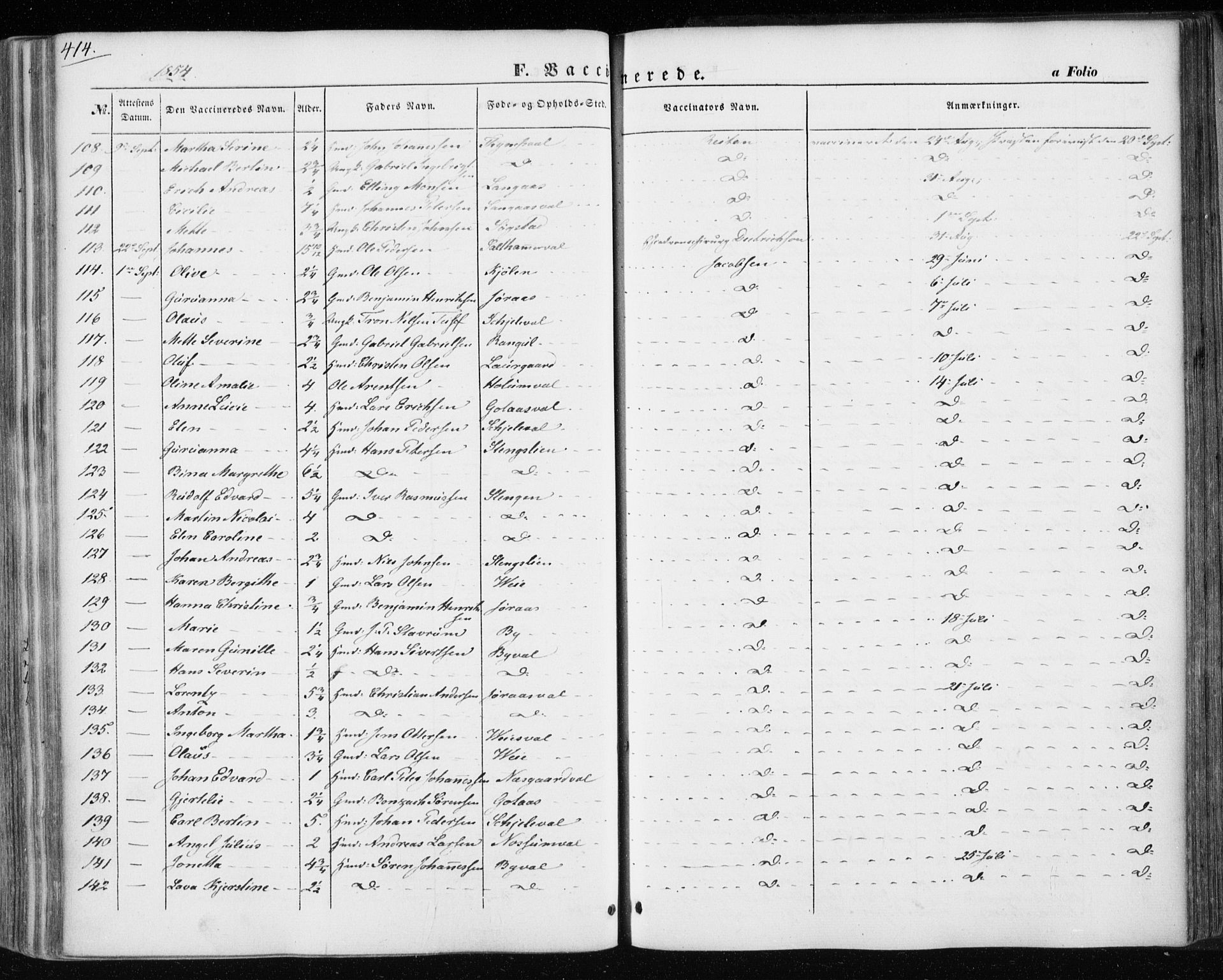 Ministerialprotokoller, klokkerbøker og fødselsregistre - Nord-Trøndelag, SAT/A-1458/717/L0154: Parish register (official) no. 717A07 /1, 1850-1862, p. 414
