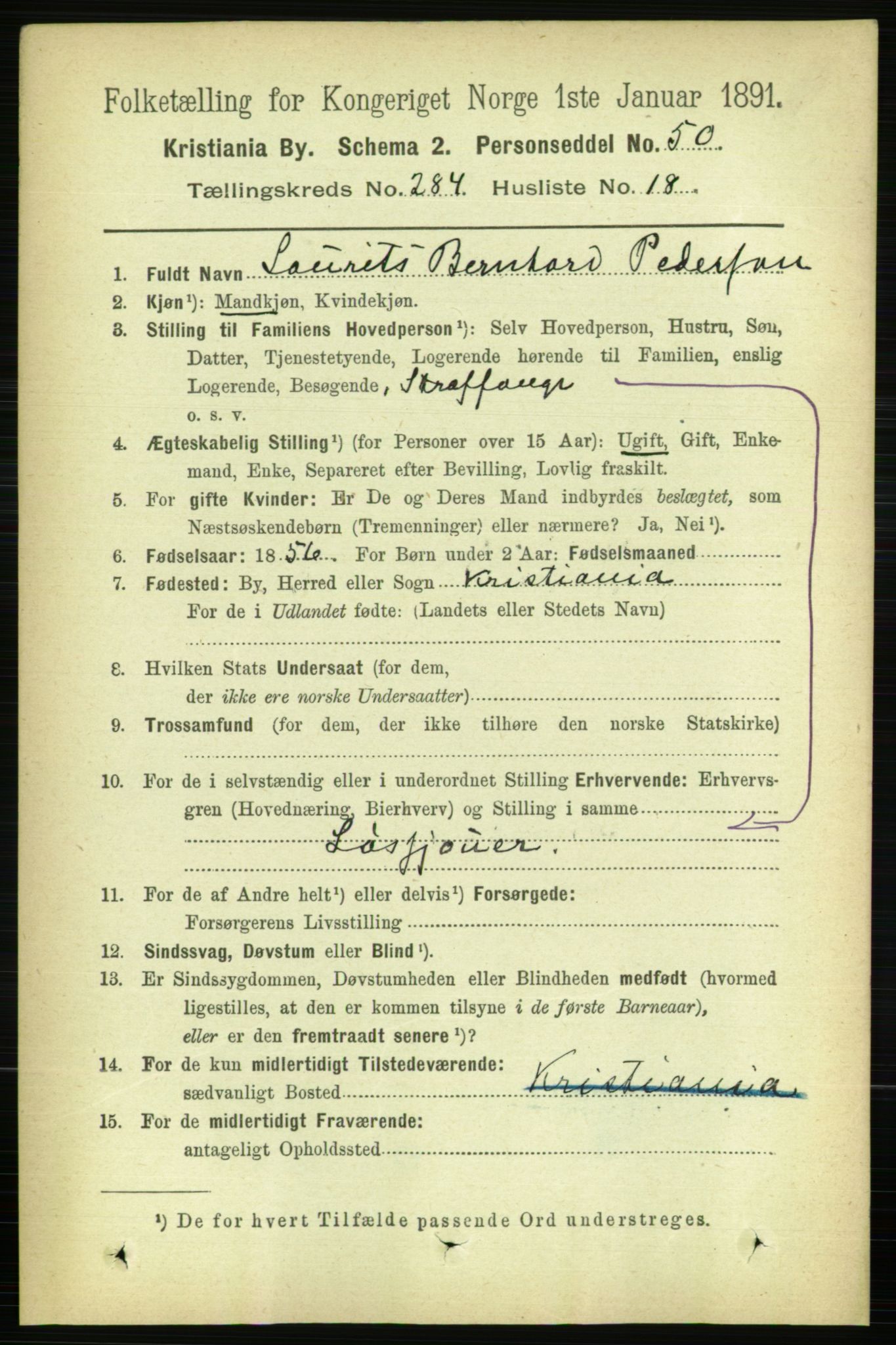 RA, 1891 census for 0301 Kristiania, 1891, p. 173878
