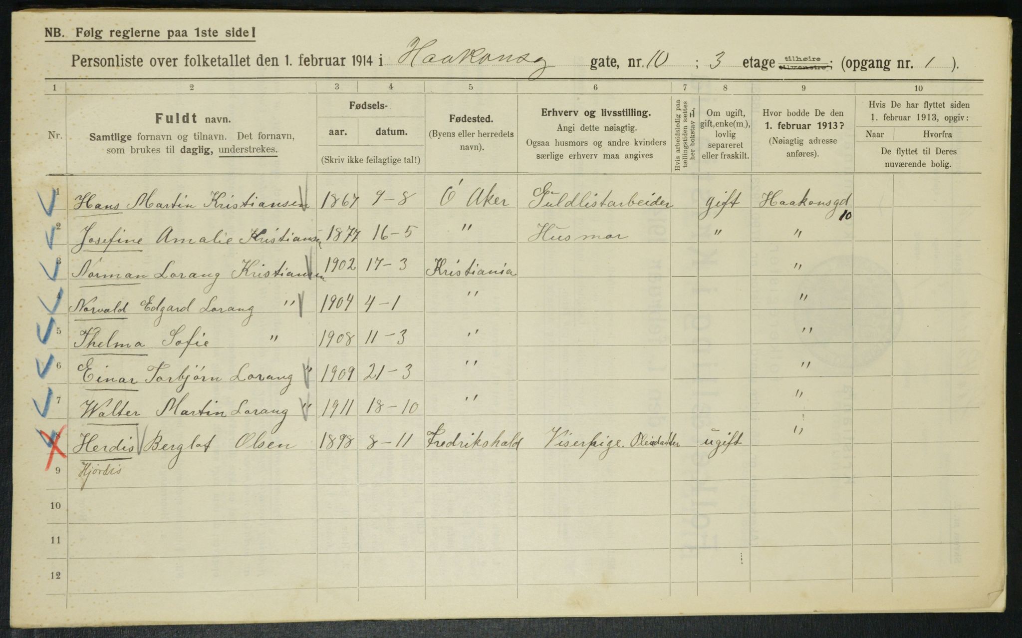 OBA, Municipal Census 1914 for Kristiania, 1914, p. 42776