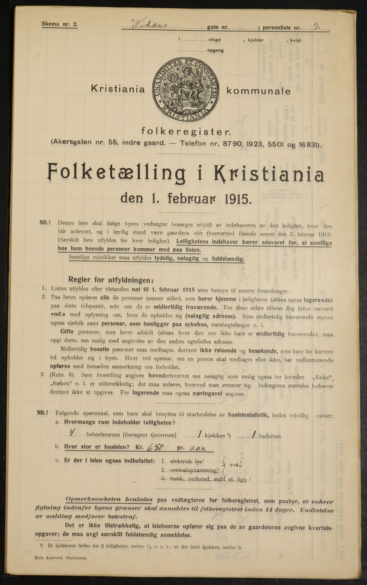 OBA, Municipal Census 1915 for Kristiania, 1915, p. 124147