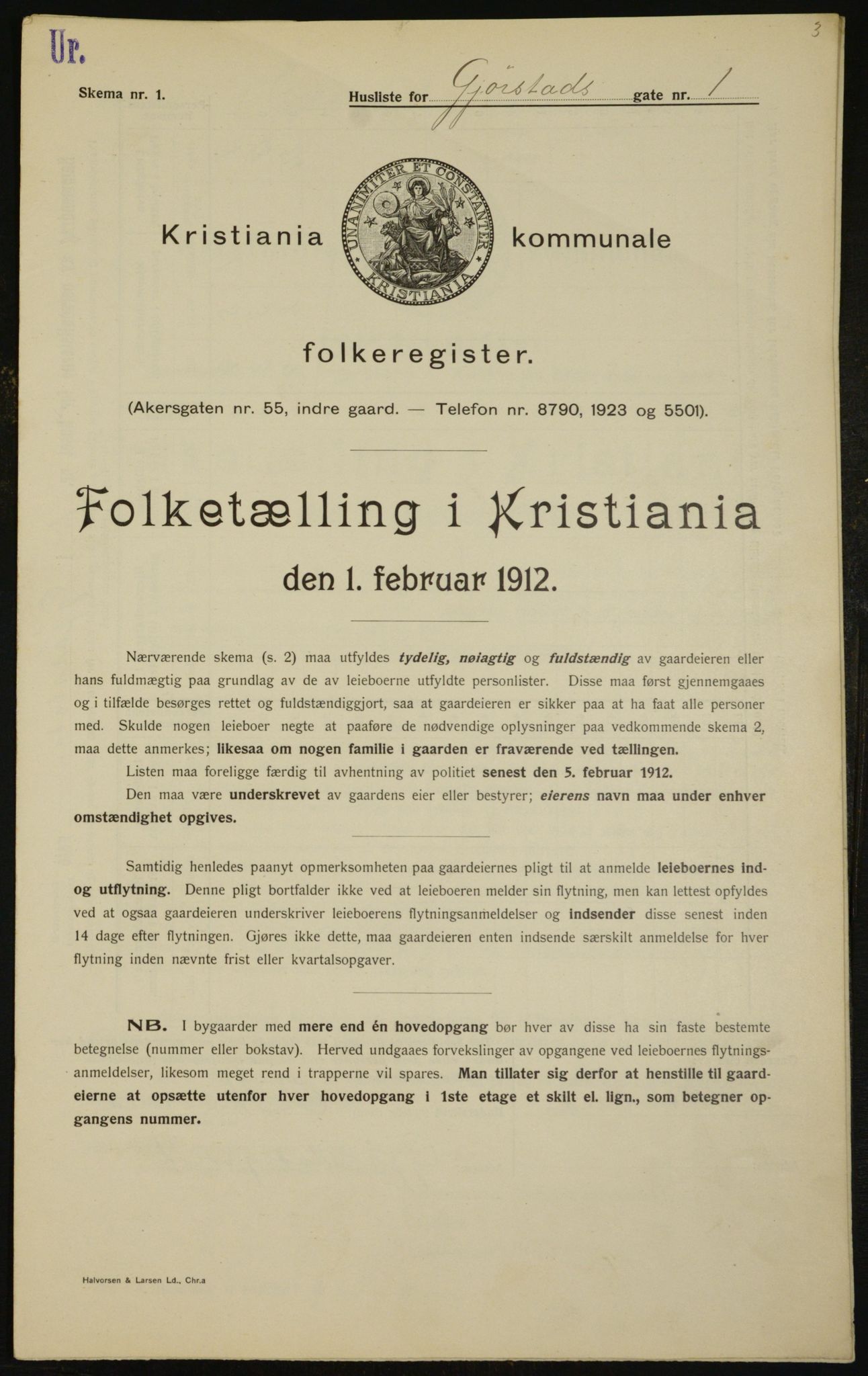 OBA, Municipal Census 1912 for Kristiania, 1912, p. 29108