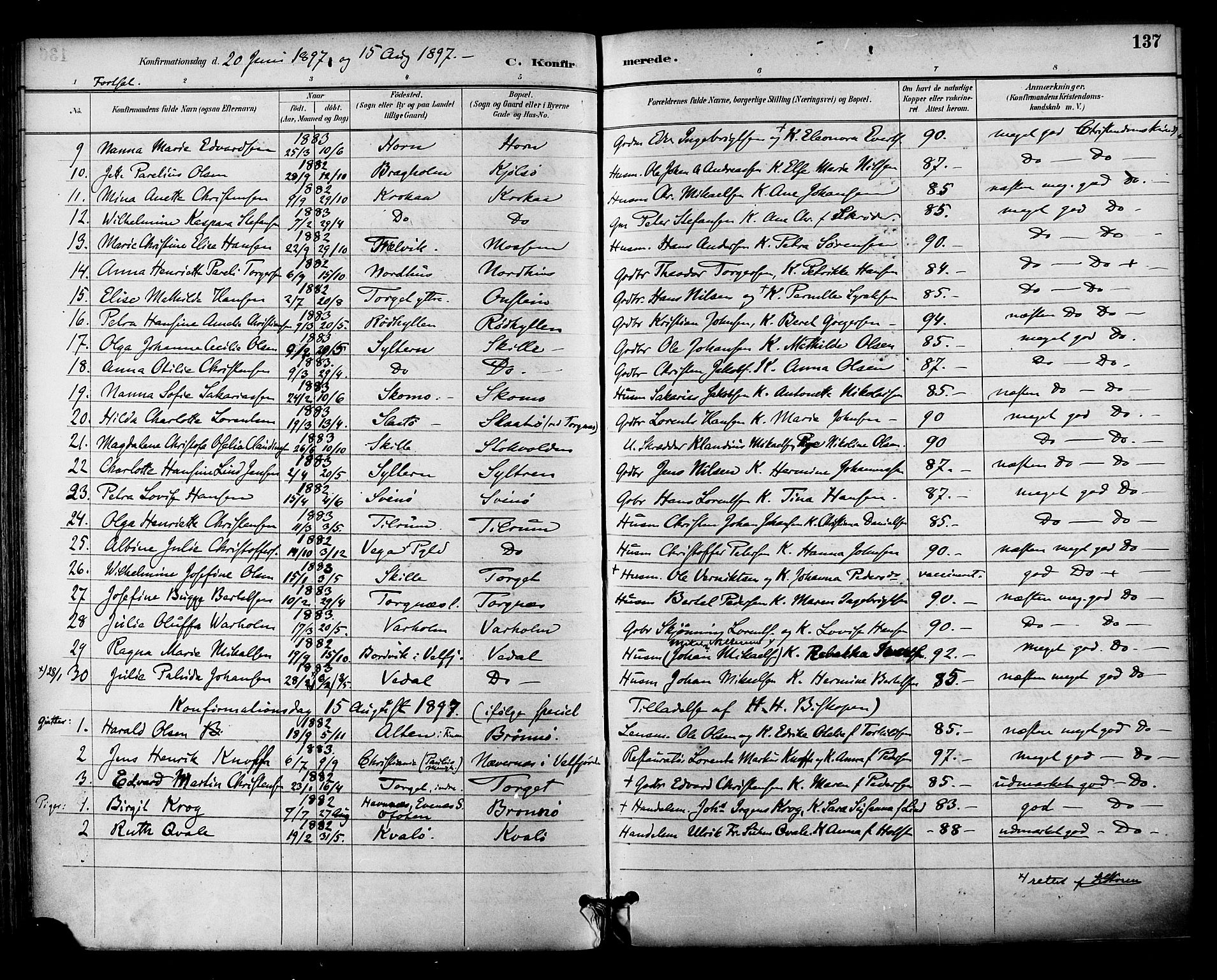 Ministerialprotokoller, klokkerbøker og fødselsregistre - Nordland, SAT/A-1459/813/L0200: Parish register (official) no. 813A10, 1886-1900, p. 137