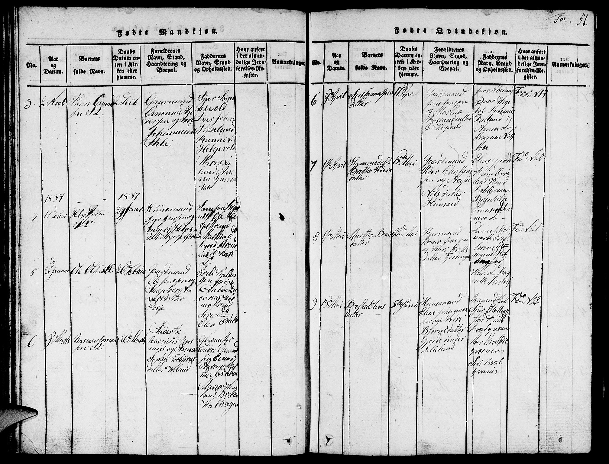 Vikedal sokneprestkontor, AV/SAST-A-101840/01/V: Parish register (copy) no. B 1, 1816-1853, p. 51