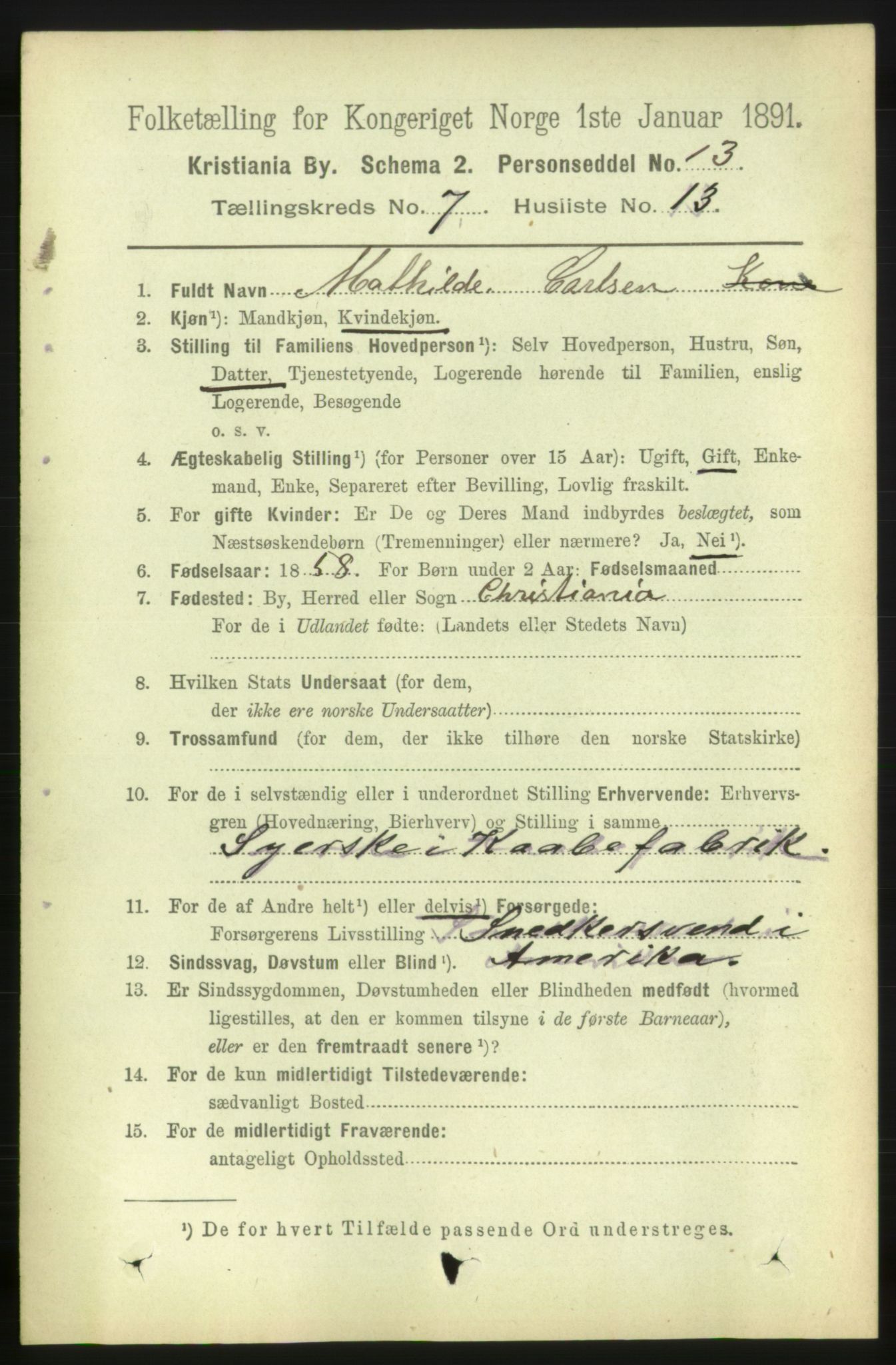 RA, 1891 census for 0301 Kristiania, 1891, p. 2926