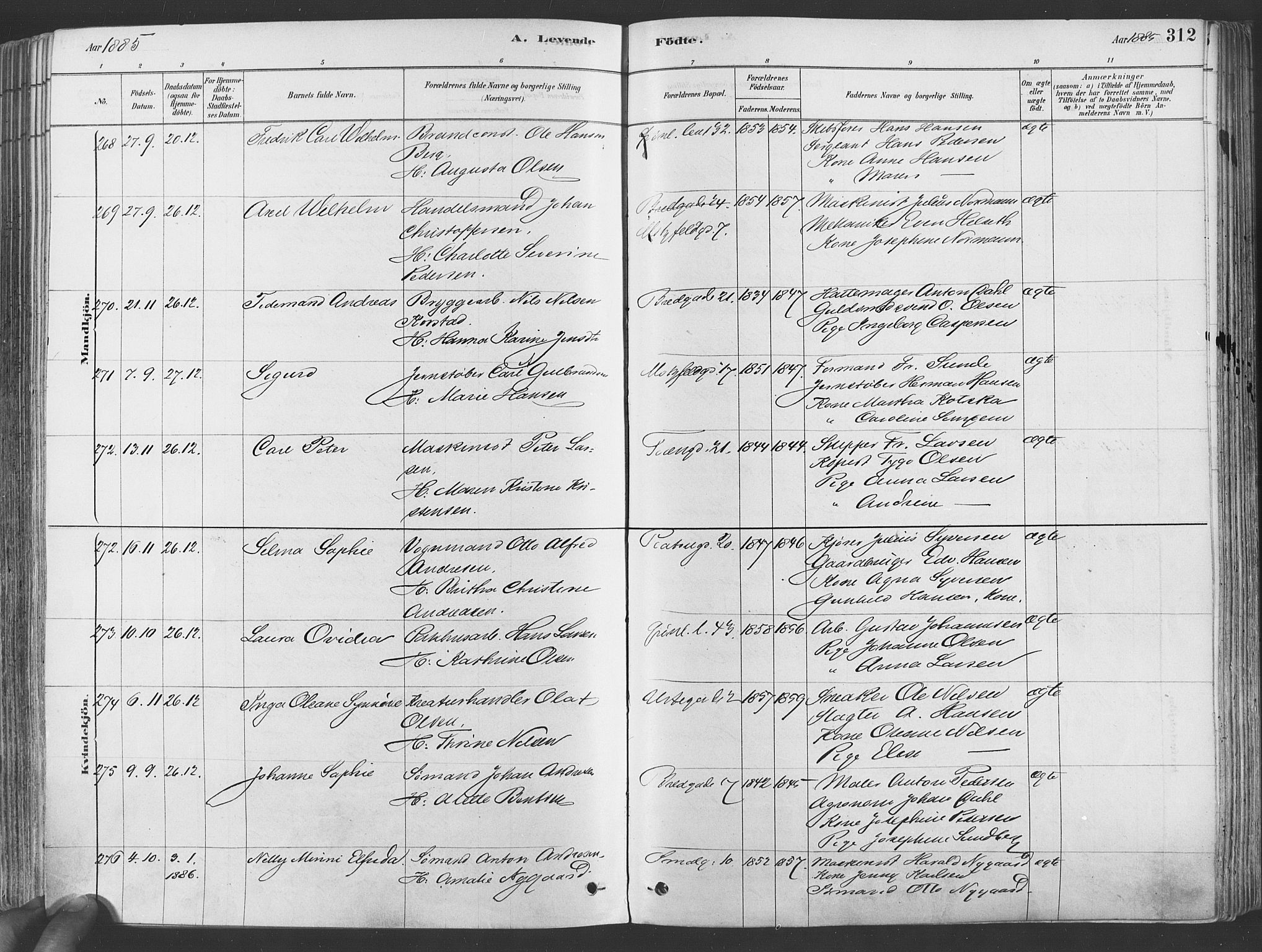 Grønland prestekontor Kirkebøker, AV/SAO-A-10848/F/Fa/L0007: Parish register (official) no. 7, 1878-1888, p. 312