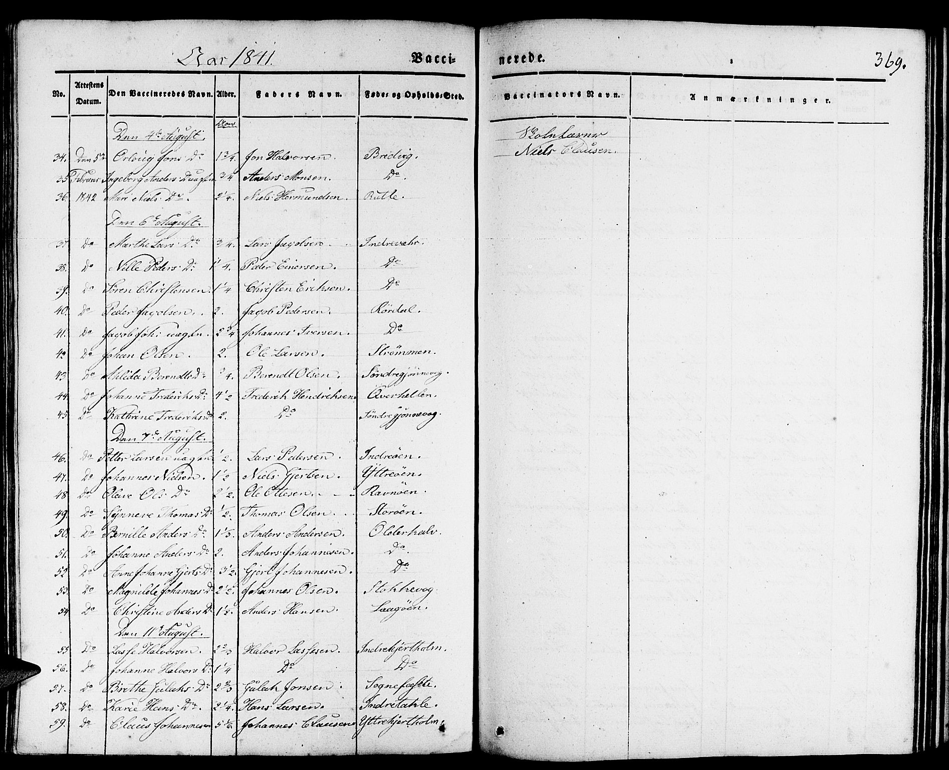 Gulen sokneprestembete, AV/SAB-A-80201/H/Haa/Haaa/L0020: Parish register (official) no. A 20, 1837-1847, p. 369