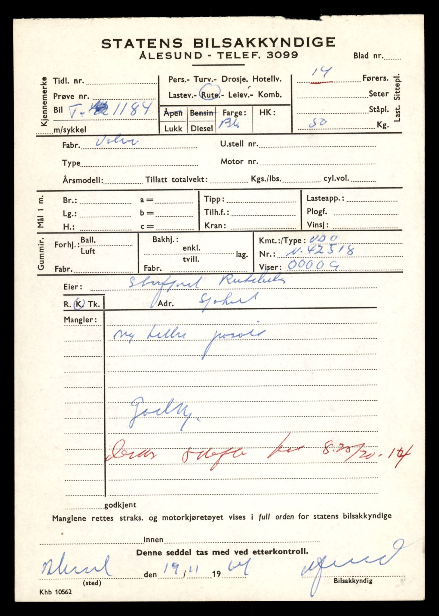 Møre og Romsdal vegkontor - Ålesund trafikkstasjon, AV/SAT-A-4099/F/Fe/L0011: Registreringskort for kjøretøy T 1170 - T 1289, 1927-1998, p. 385