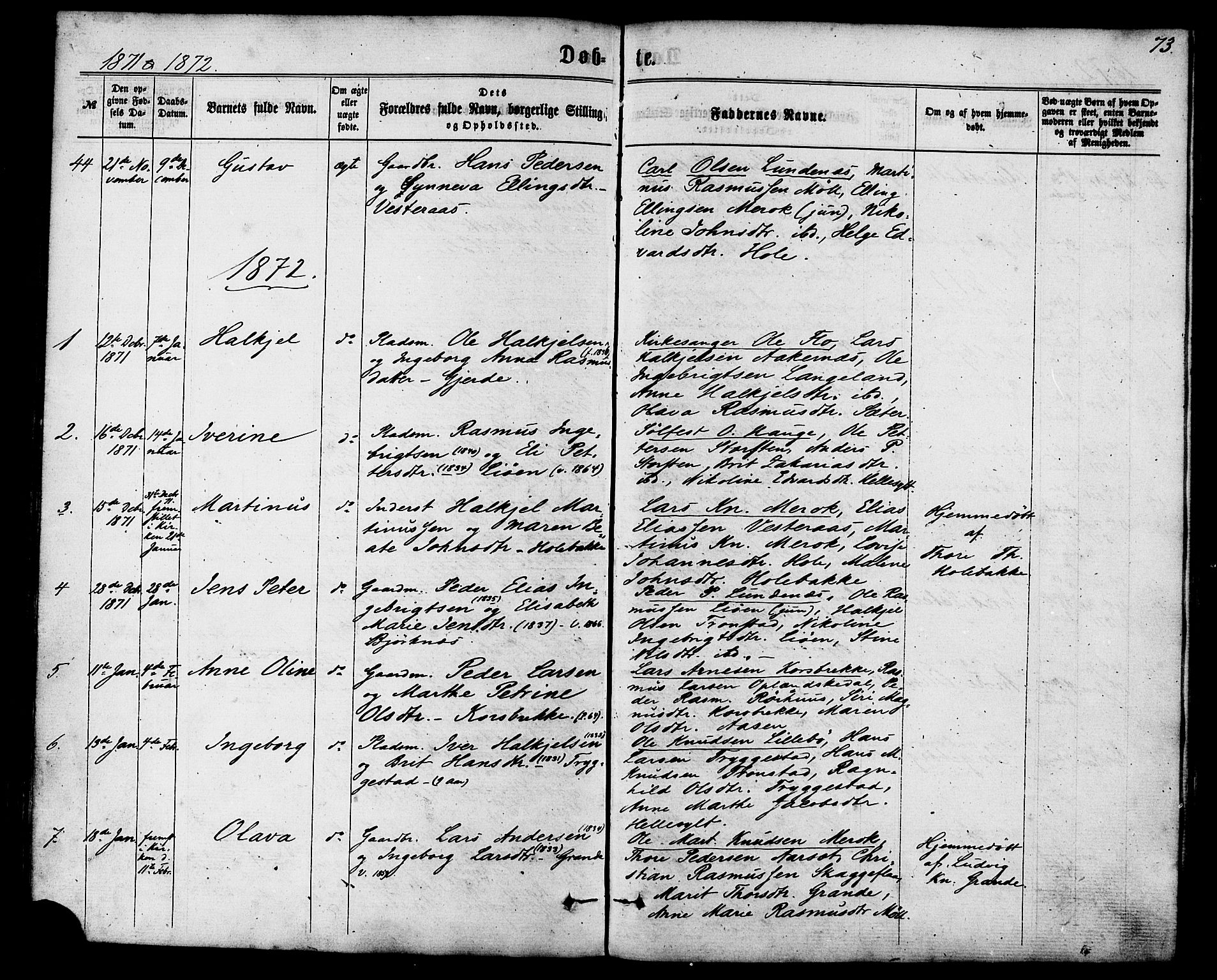 Ministerialprotokoller, klokkerbøker og fødselsregistre - Møre og Romsdal, SAT/A-1454/517/L0226: Parish register (official) no. 517A06, 1862-1881, p. 73