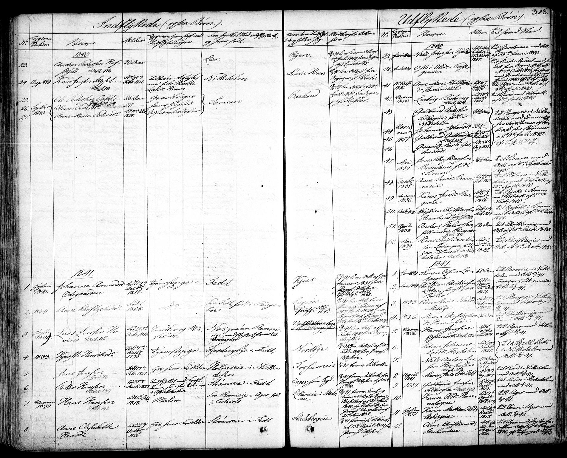 Skedsmo prestekontor Kirkebøker, SAO/A-10033a/F/Fa/L0009: Parish register (official) no. I 9, 1830-1853, p. 318