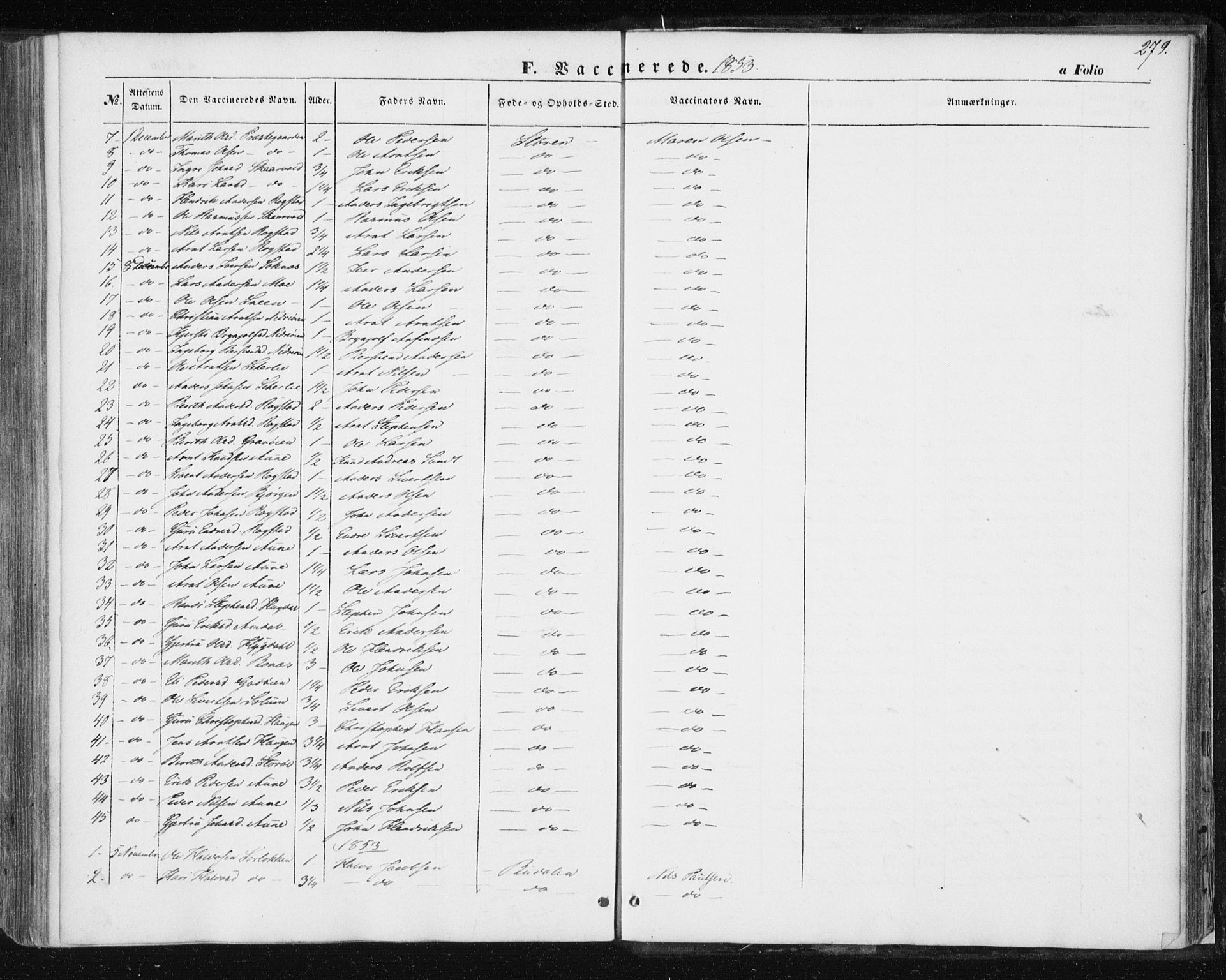 Ministerialprotokoller, klokkerbøker og fødselsregistre - Sør-Trøndelag, SAT/A-1456/687/L1000: Parish register (official) no. 687A06, 1848-1869, p. 279