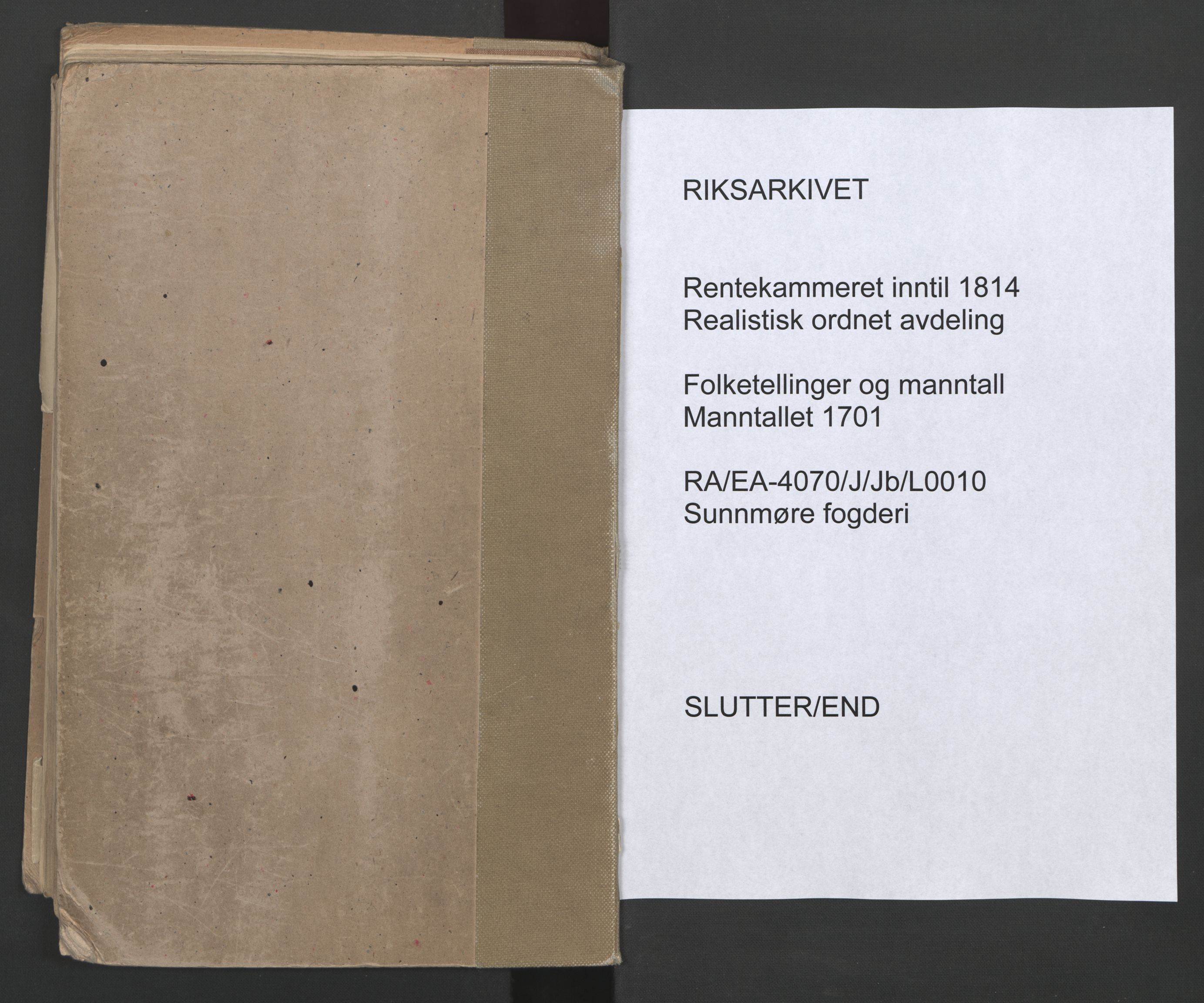 RA, Census (manntall) 1701, no. 10: Sunnmøre fogderi, 1701