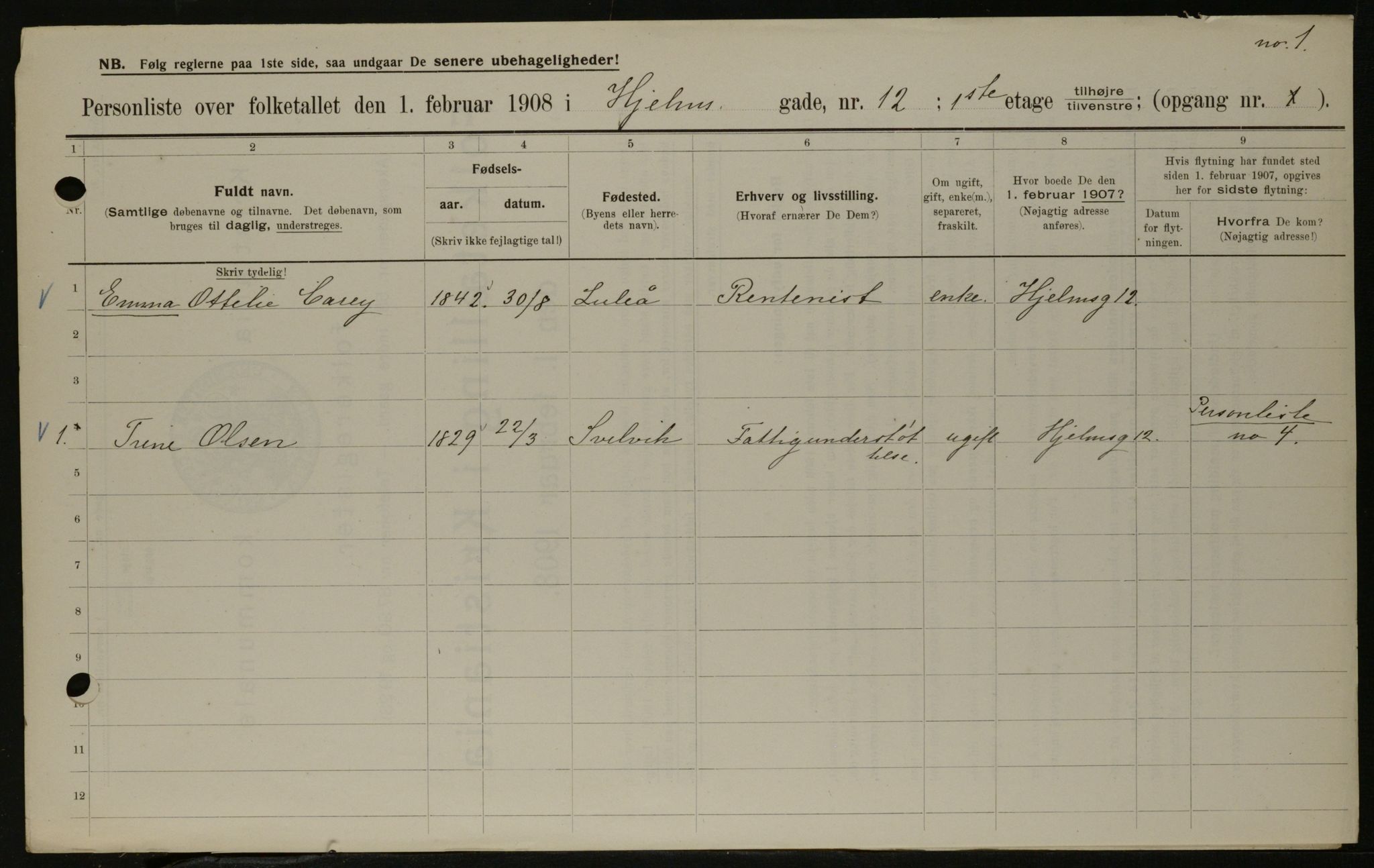 OBA, Municipal Census 1908 for Kristiania, 1908, p. 36188