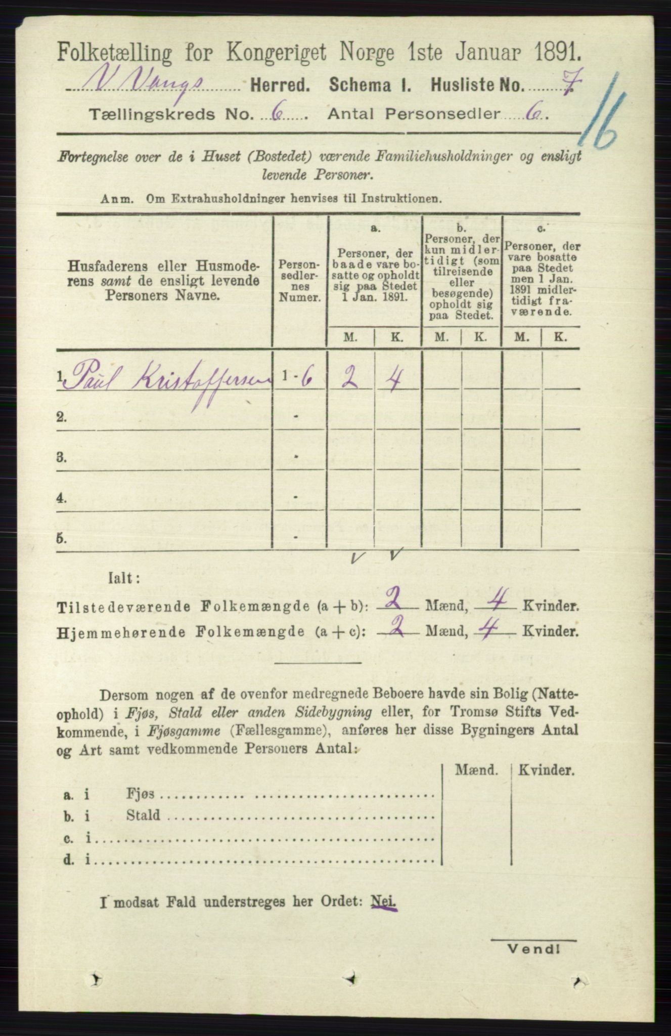 RA, 1891 census for 0545 Vang, 1891, p. 1235