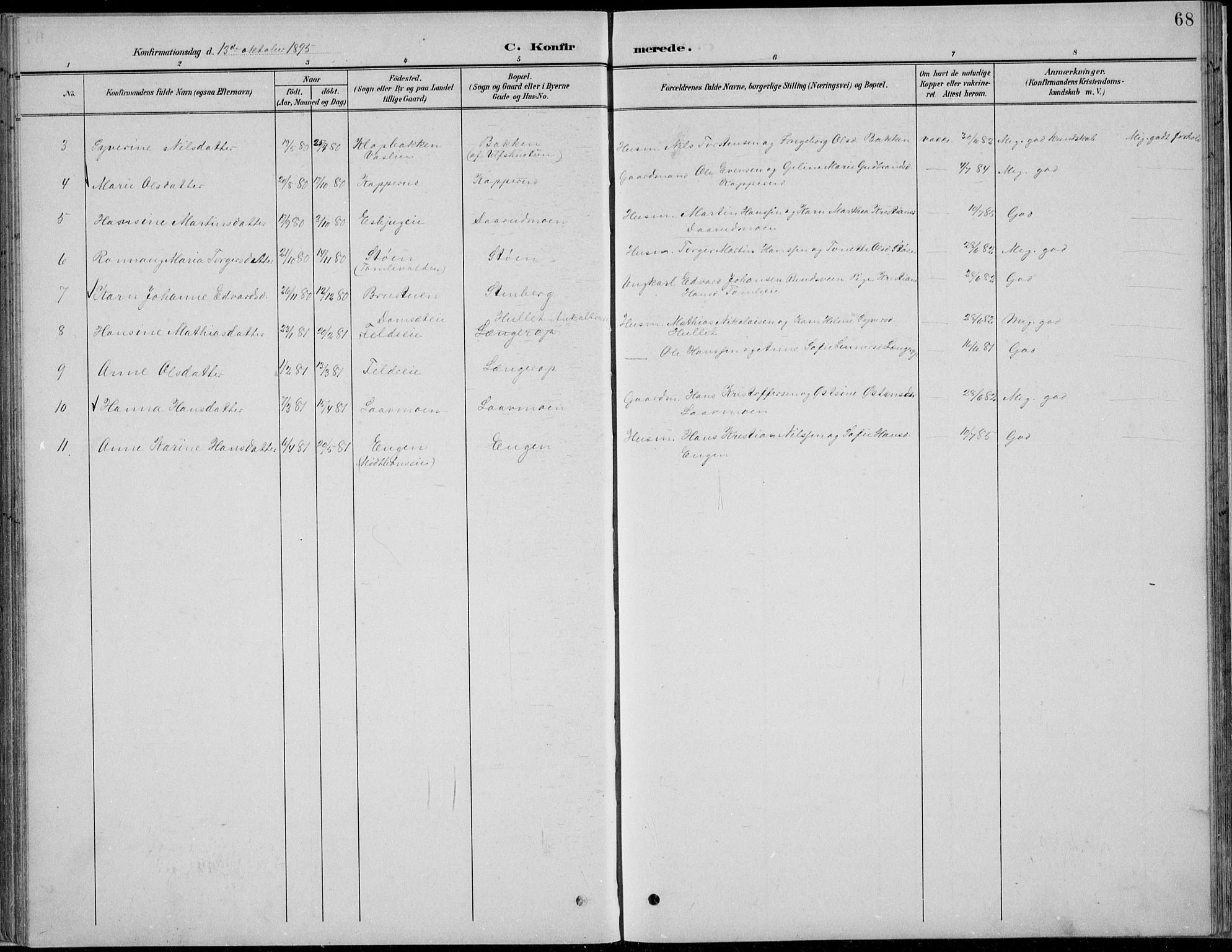 Nordre Land prestekontor, AV/SAH-PREST-124/H/Ha/Hab/L0013: Parish register (copy) no. 13, 1891-1904, p. 68