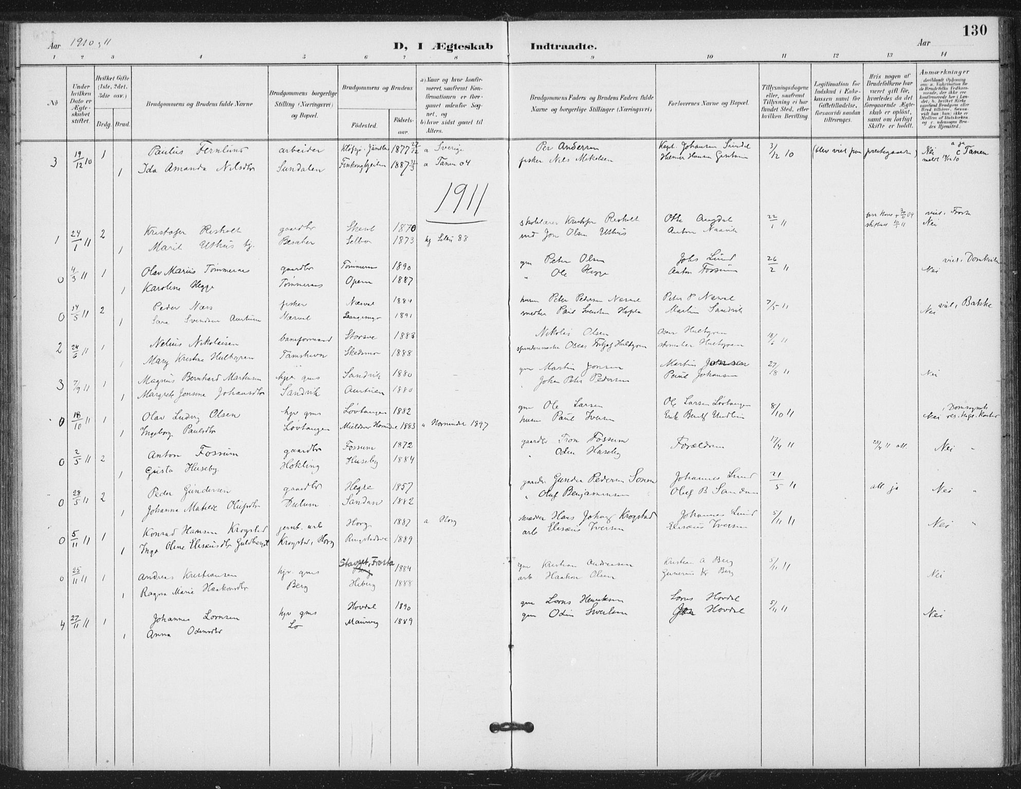 Ministerialprotokoller, klokkerbøker og fødselsregistre - Nord-Trøndelag, SAT/A-1458/714/L0131: Parish register (official) no. 714A02, 1896-1918, p. 130