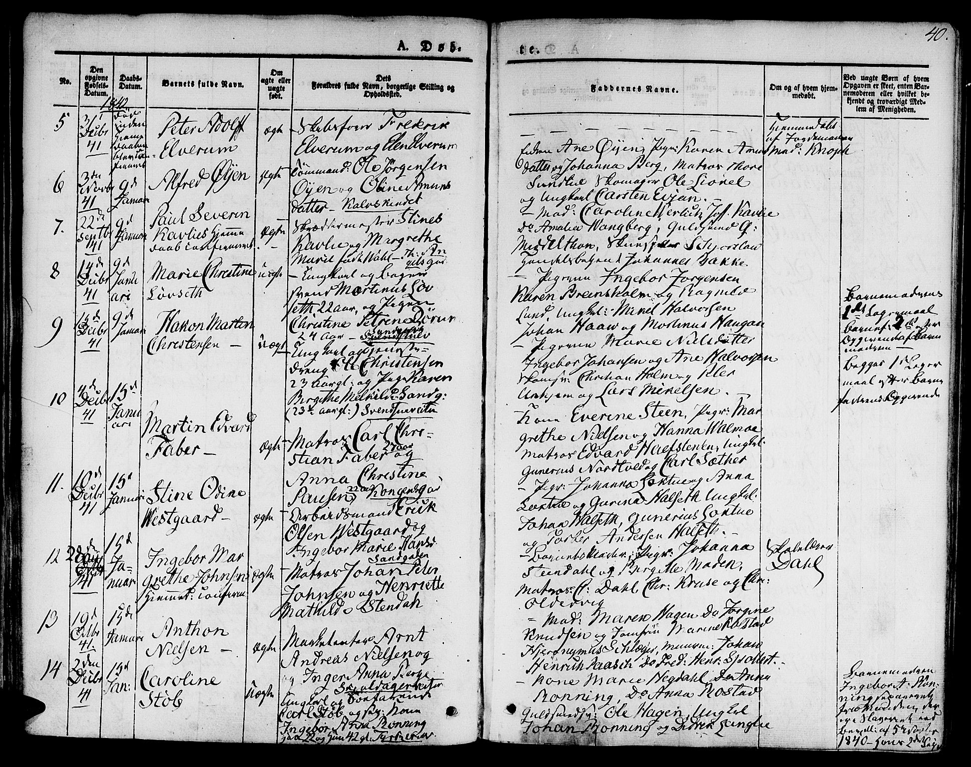 Ministerialprotokoller, klokkerbøker og fødselsregistre - Sør-Trøndelag, SAT/A-1456/601/L0048: Parish register (official) no. 601A16, 1840-1847, p. 40