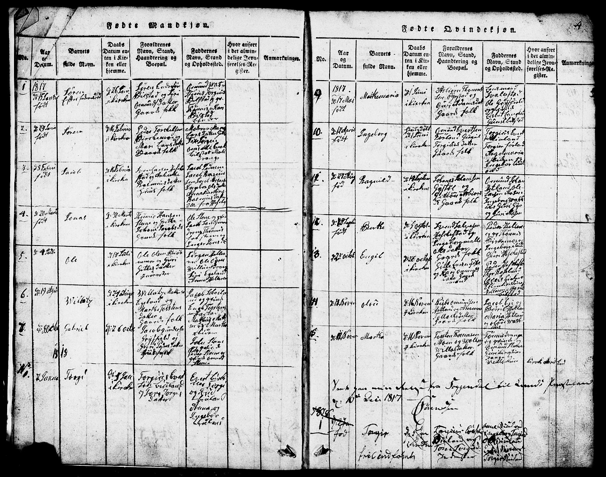 Lund sokneprestkontor, SAST/A-101809/S07/L0001: Parish register (copy) no. B 1, 1815-1853, p. 4