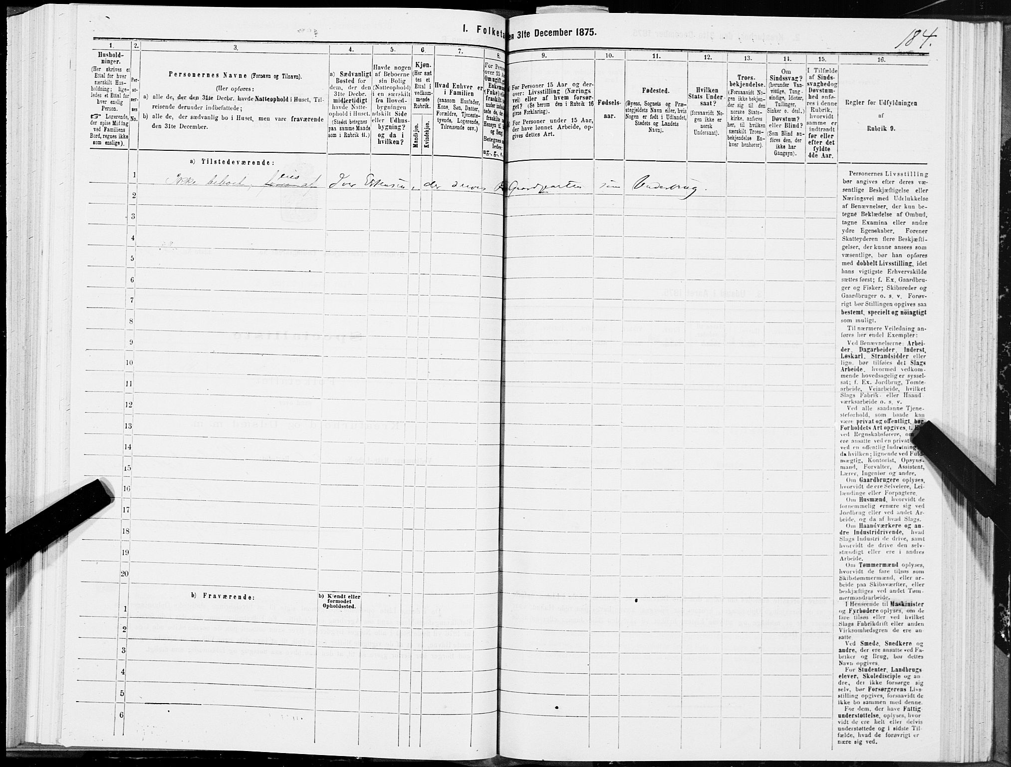 SAT, 1875 census for 1655P Byneset, 1875, p. 3184