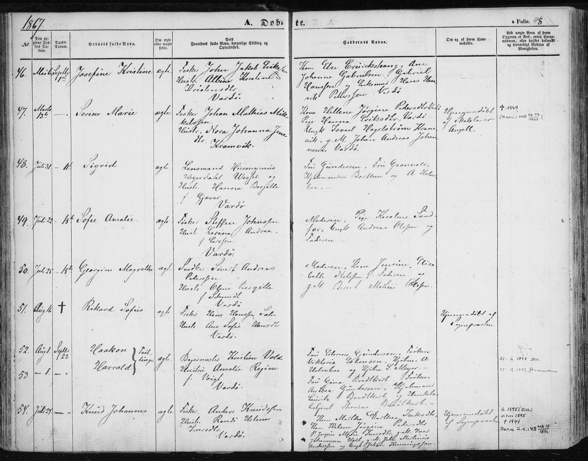 Vardø sokneprestkontor, SATØ/S-1332/H/Ha/L0004kirke: Parish register (official) no. 4, 1862-1871, p. 48