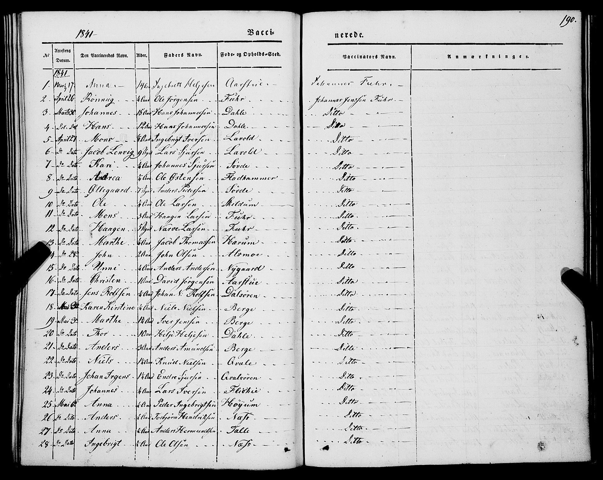 Luster sokneprestembete, AV/SAB-A-81101/H/Haa/Haaa/L0006: Parish register (official) no. A 6, 1840-1848, p. 190