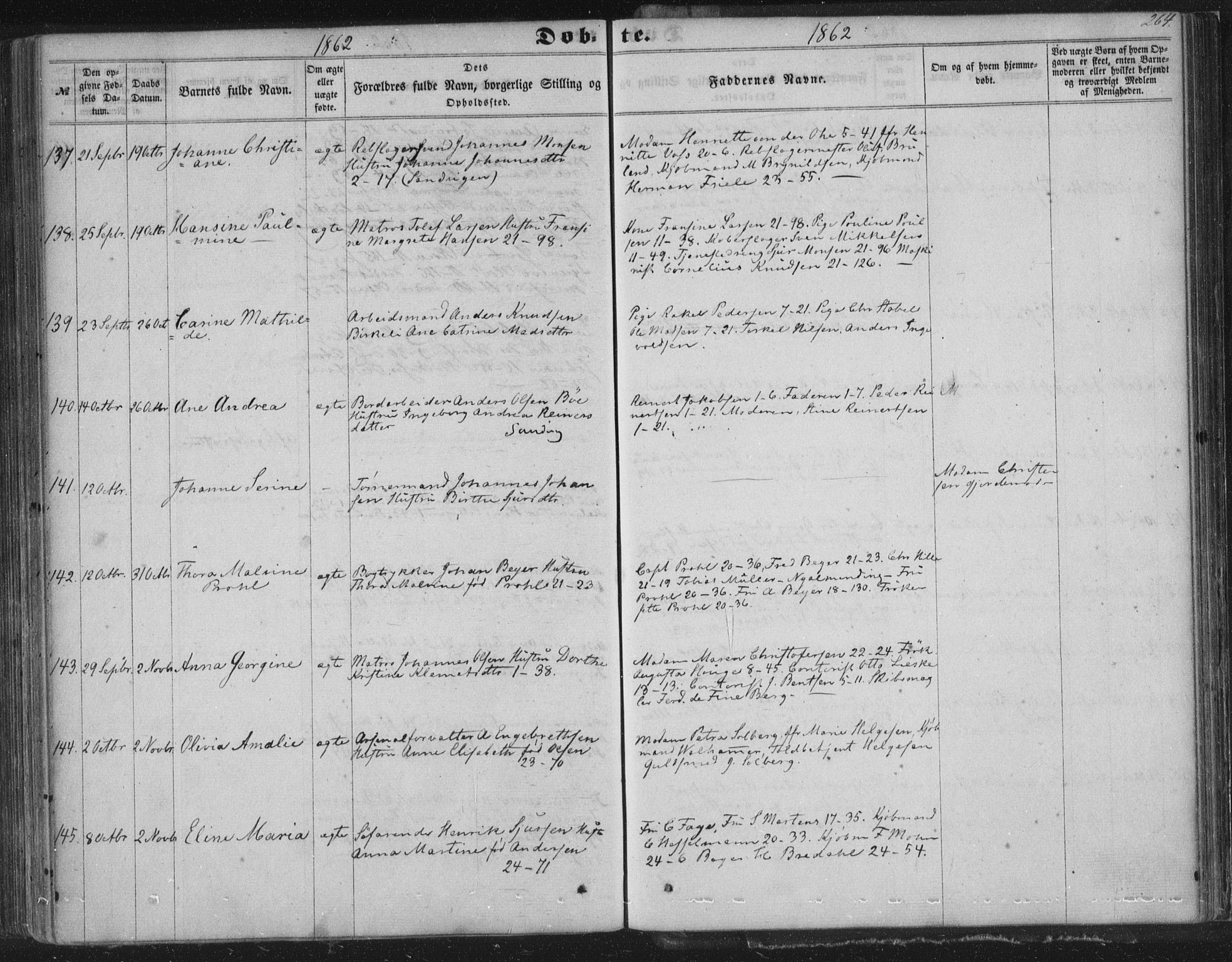 Korskirken sokneprestembete, AV/SAB-A-76101/H/Haa/L0018: Parish register (official) no. B 4, 1857-1866, p. 264