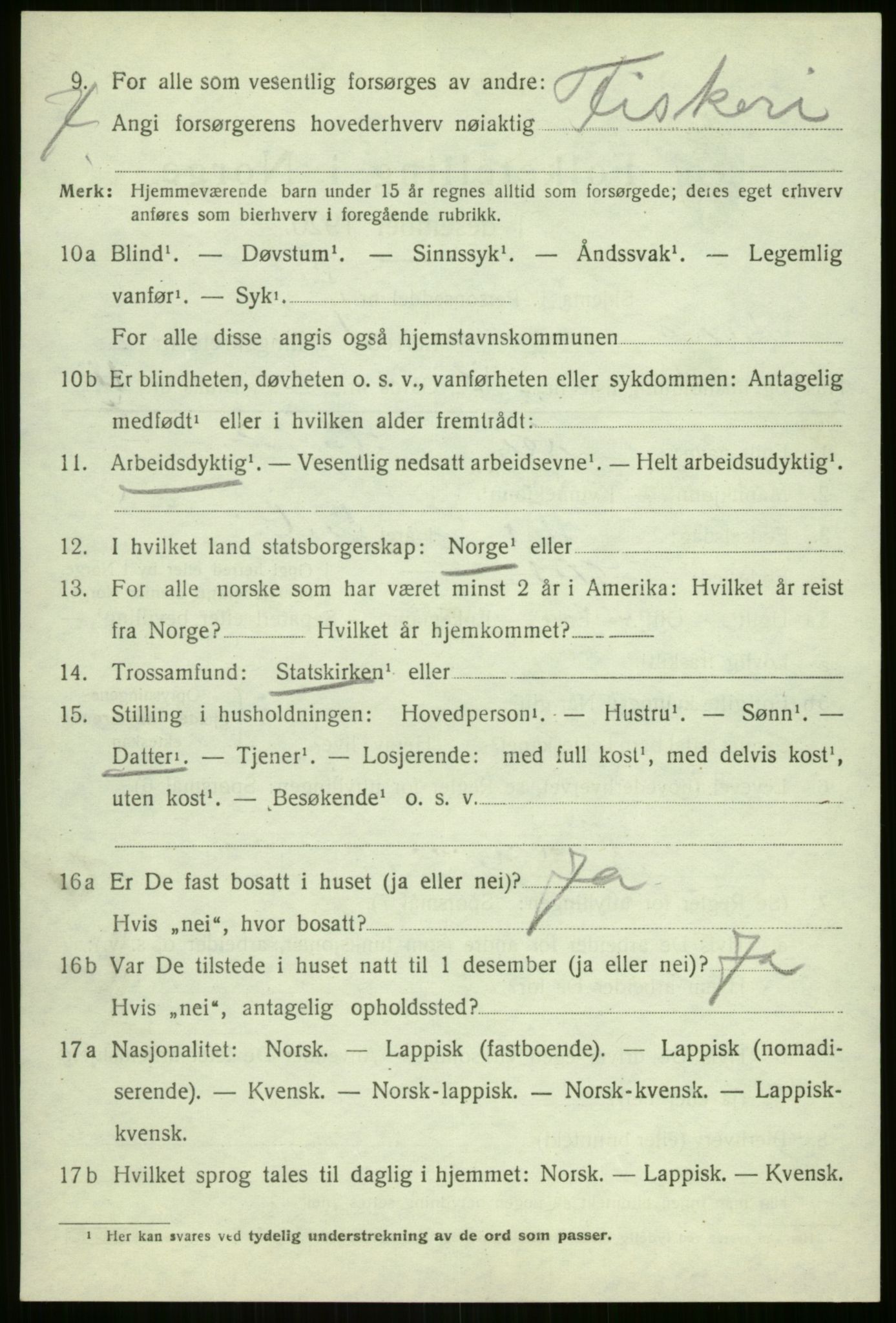 SATØ, 1920 census for Berg, 1920, p. 812