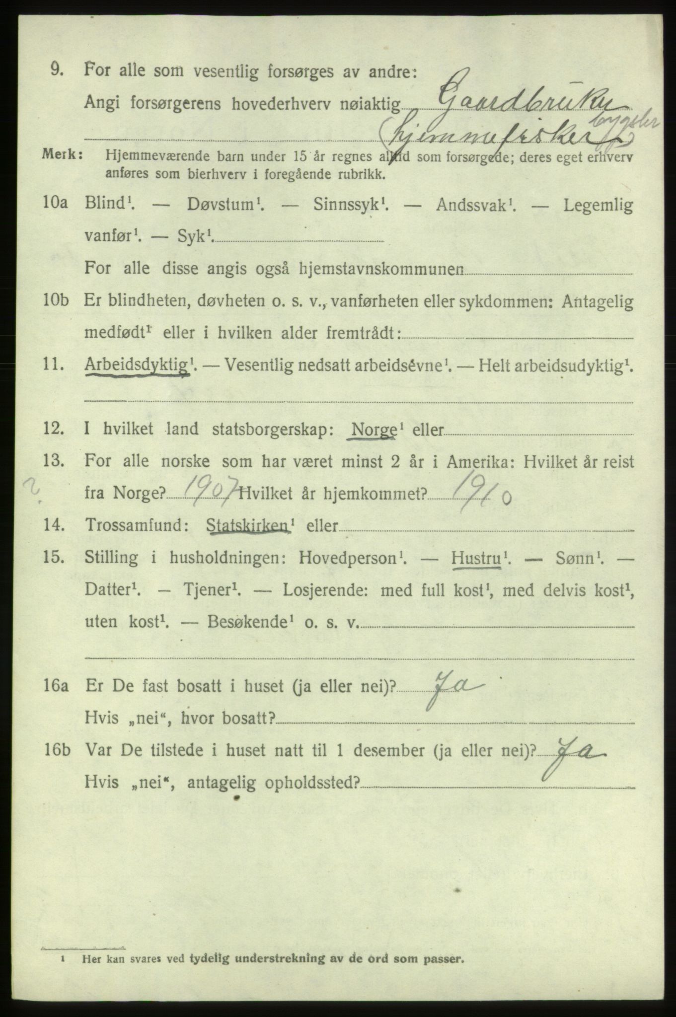 SAB, 1920 census for Bremnes, 1920, p. 1331