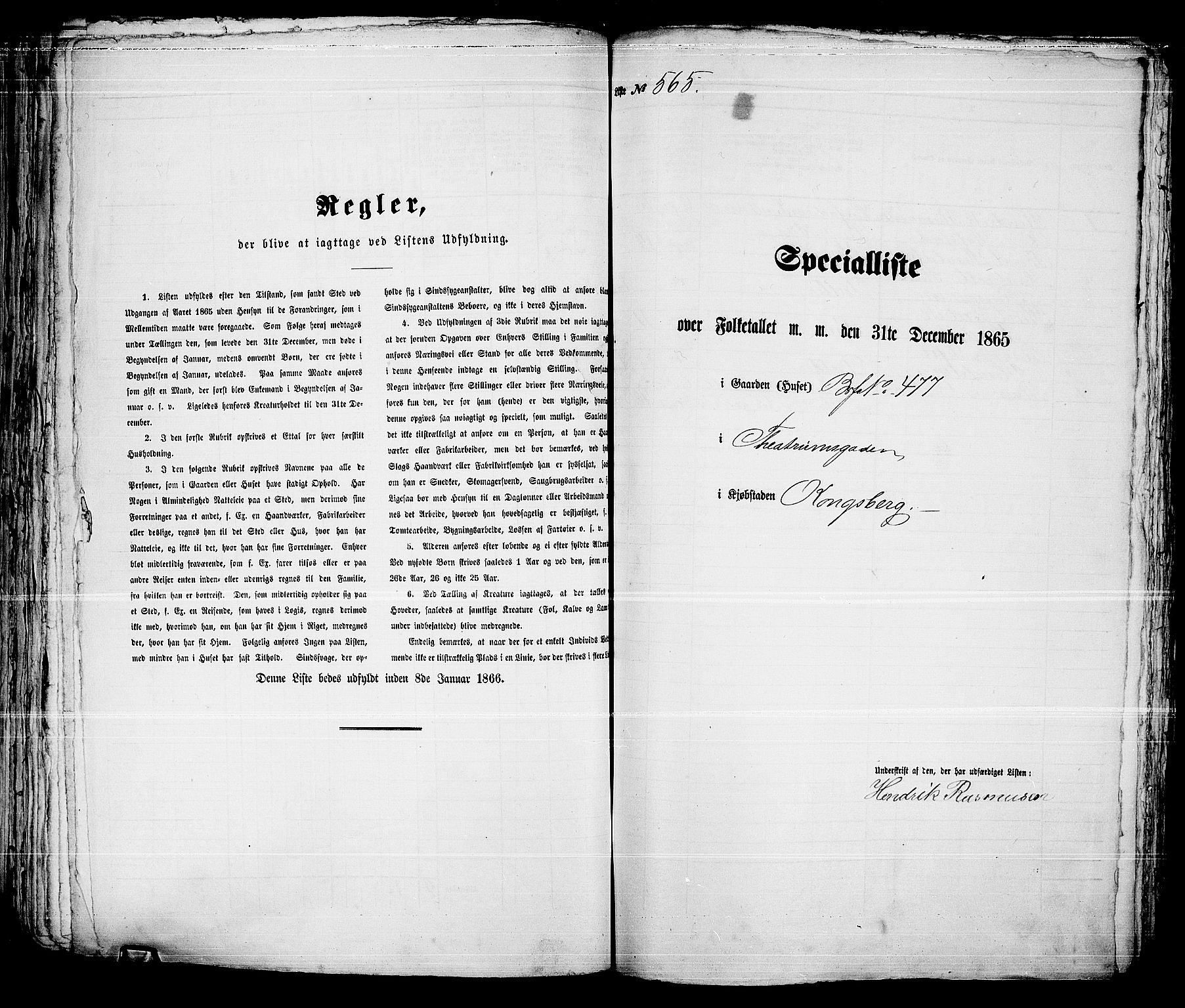 RA, 1865 census for Kongsberg/Kongsberg, 1865, p. 1142