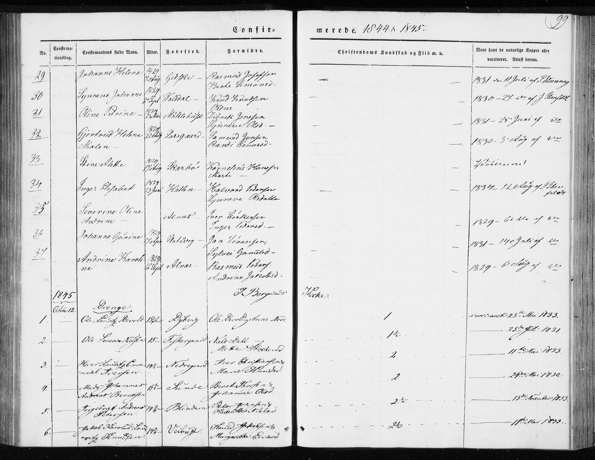 Ministerialprotokoller, klokkerbøker og fødselsregistre - Møre og Romsdal, AV/SAT-A-1454/528/L0415: Curate's parish register no. 528B03, 1843-1852, p. 99