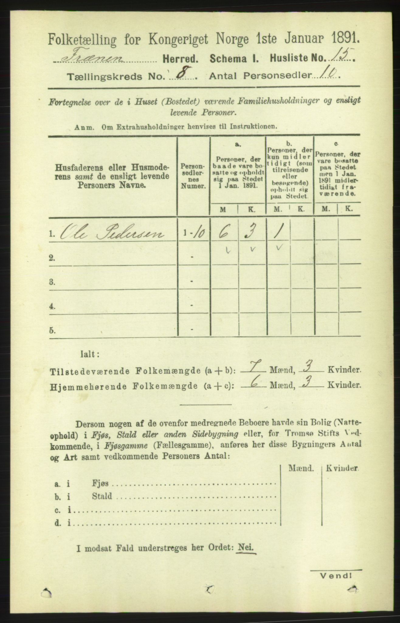 RA, 1891 census for 1548 Fræna, 1891, p. 2624